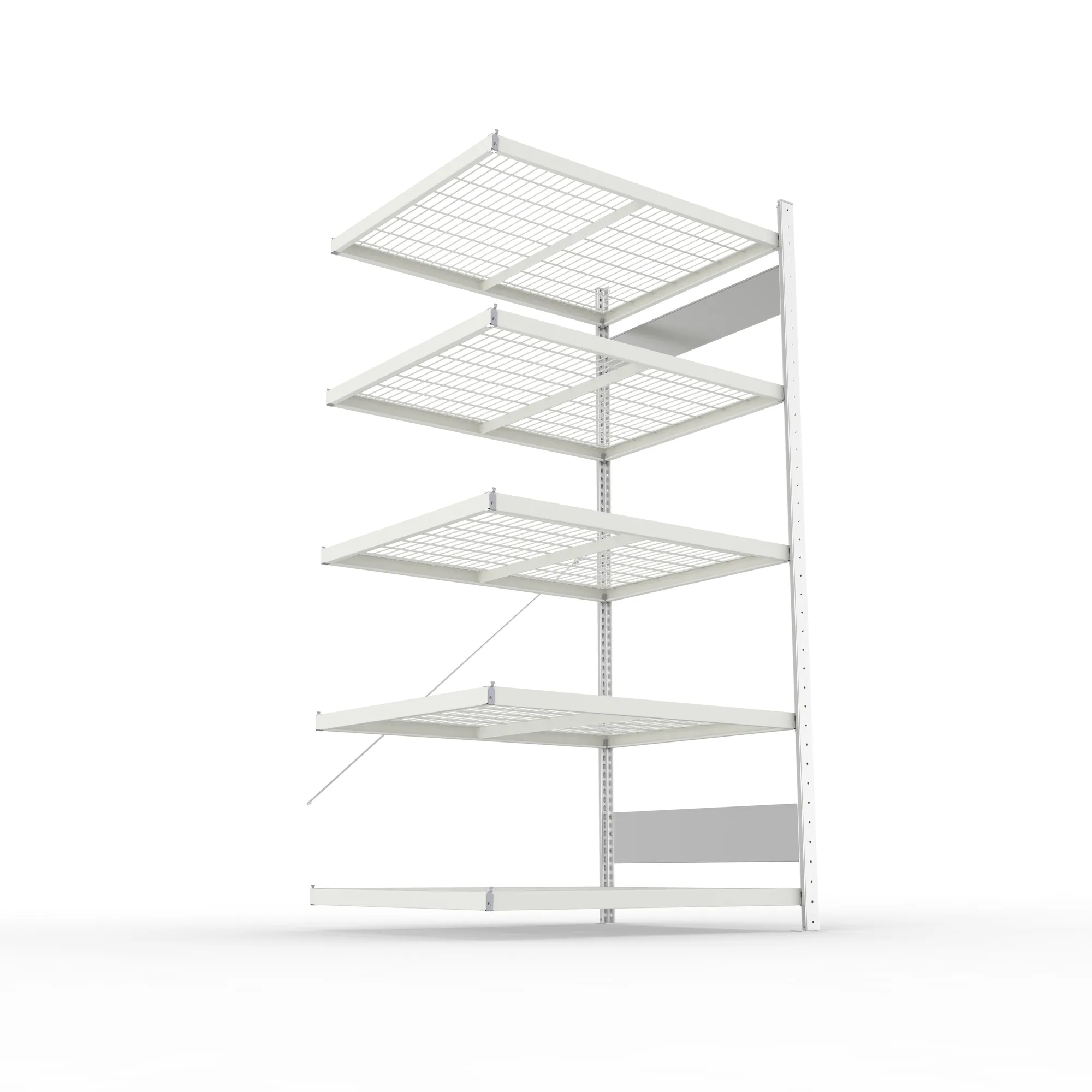 META CLIP S3, Drahtgitterfachbodenregal, Anbauregal, 2000 x 1000 x 800 mm, Fachlast 150 kg, 5 Ebenen, verzinkt/RAL 7035 – Ansicht von unten