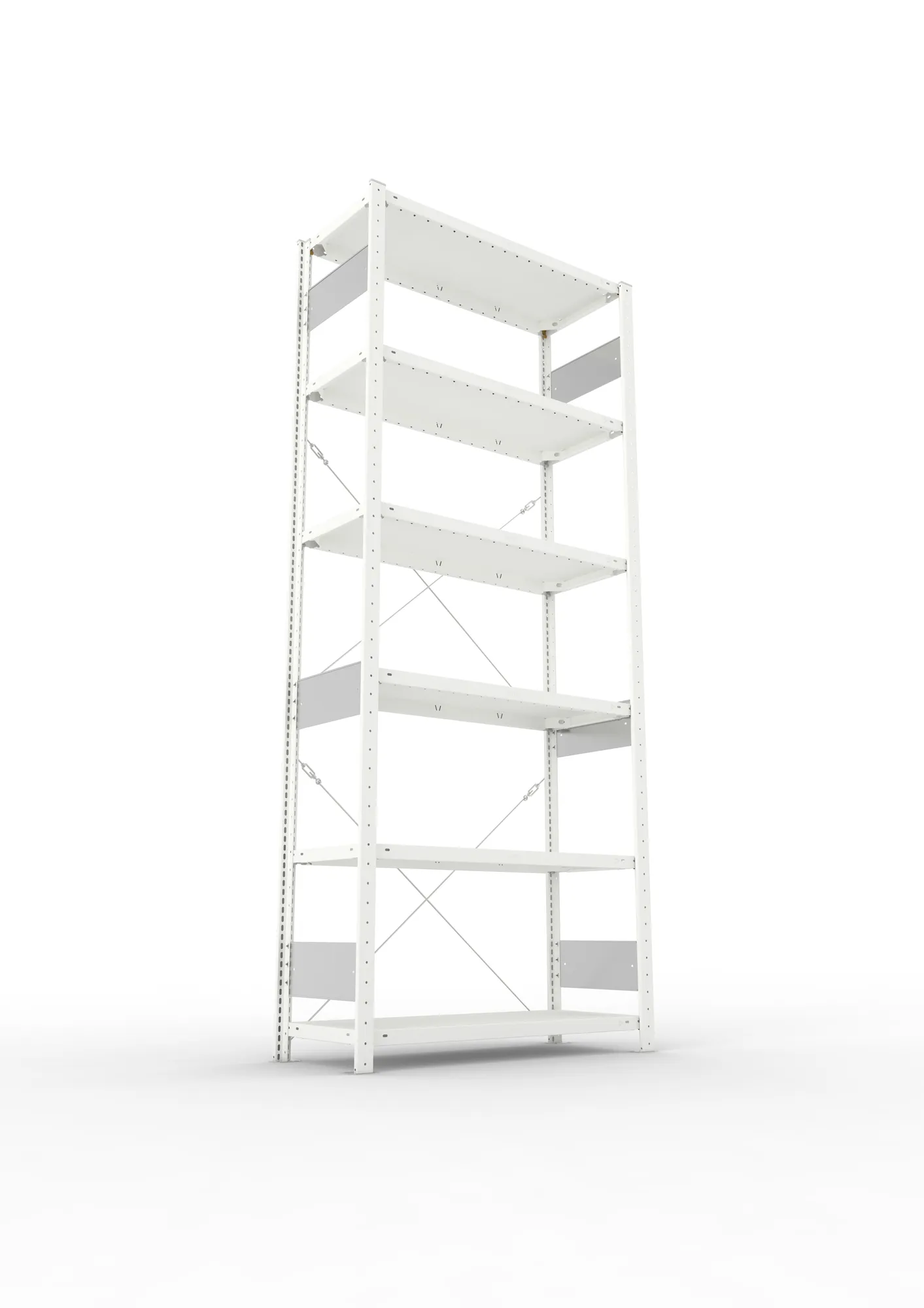META CLIP S3, Fachbodenregal, Grundregal, 2500 x 1000 x 400 mm, Fachlast 150 kg, 6 Ebenen, RAL 7035 – Ansicht von unten
