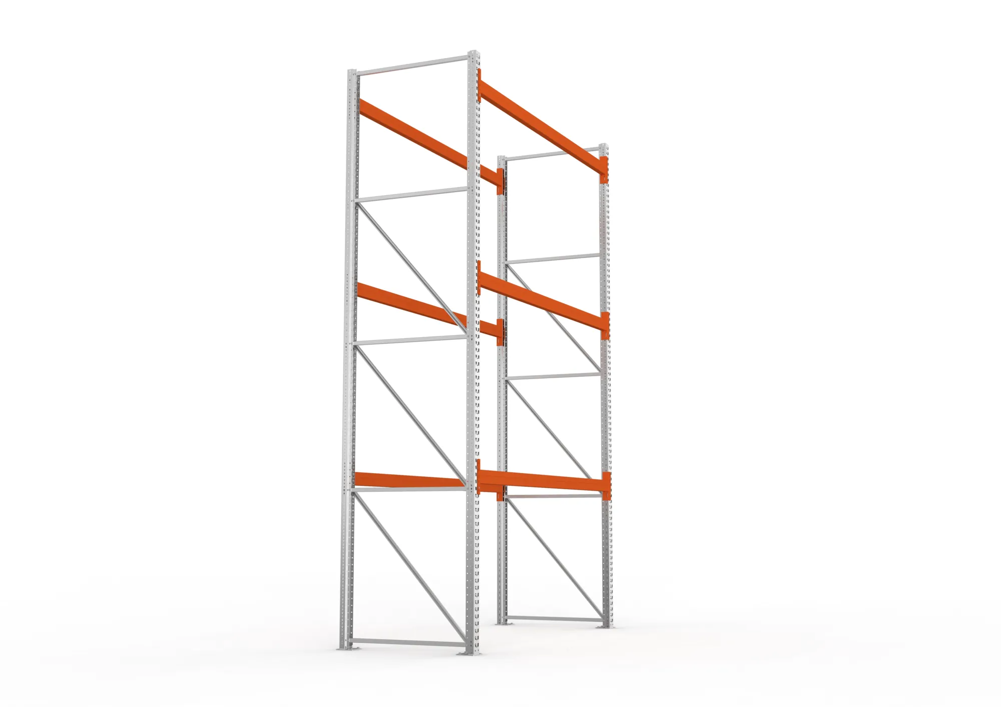 META MULTIPAL, Palettenregal, Grundregal, 4400 x 2700 x 1100 mm, Fachlast 780 kg, 4 Ebenen, 12 Paletten, verzinkt – Seitenansicht
