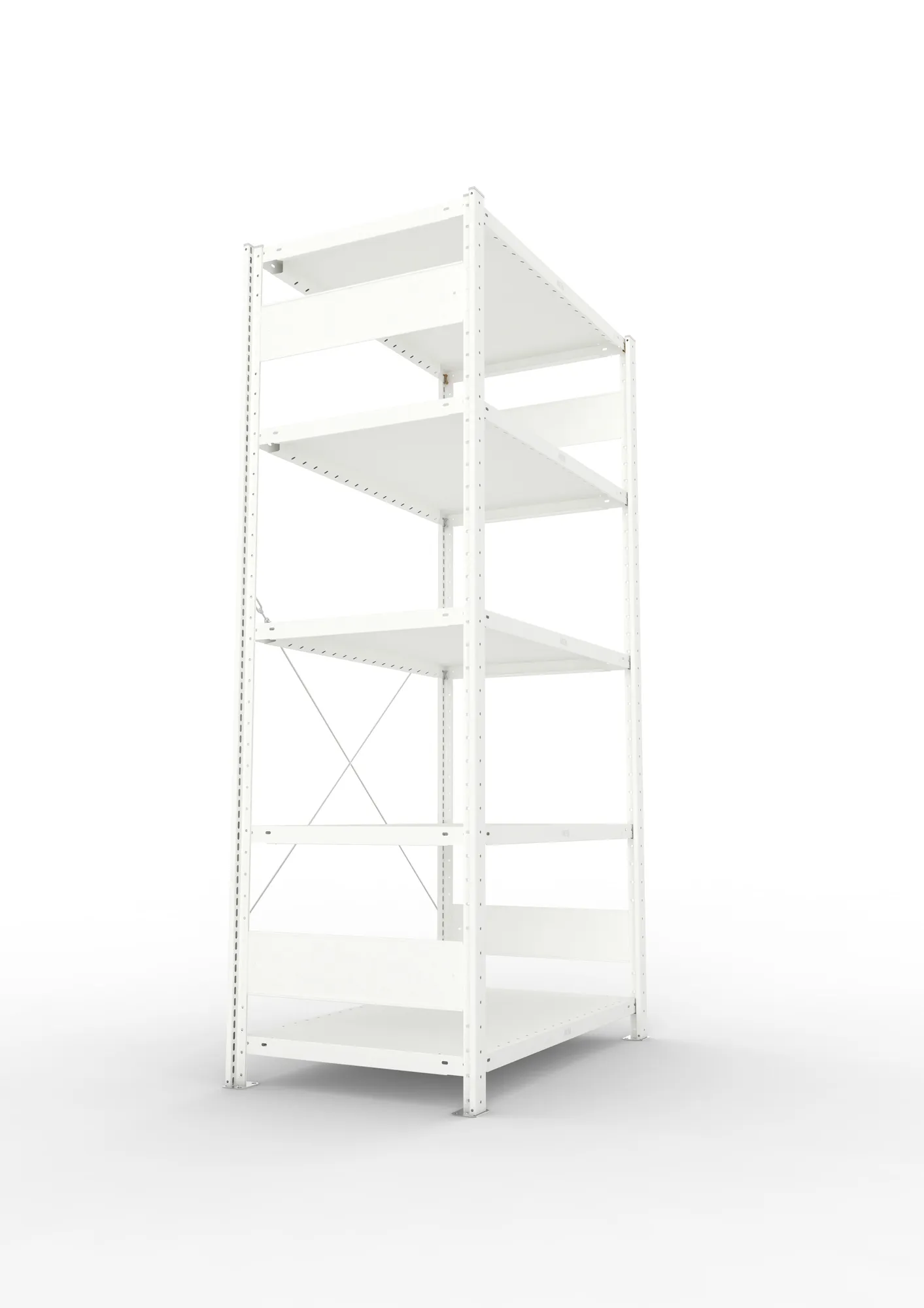 META CLIP, Fachbodenregal, Grundregal, 2000 x 1000 x 600 mm, Fachlast 230 kg, 5 Ebenen, RAL 7035 – Seitenansicht