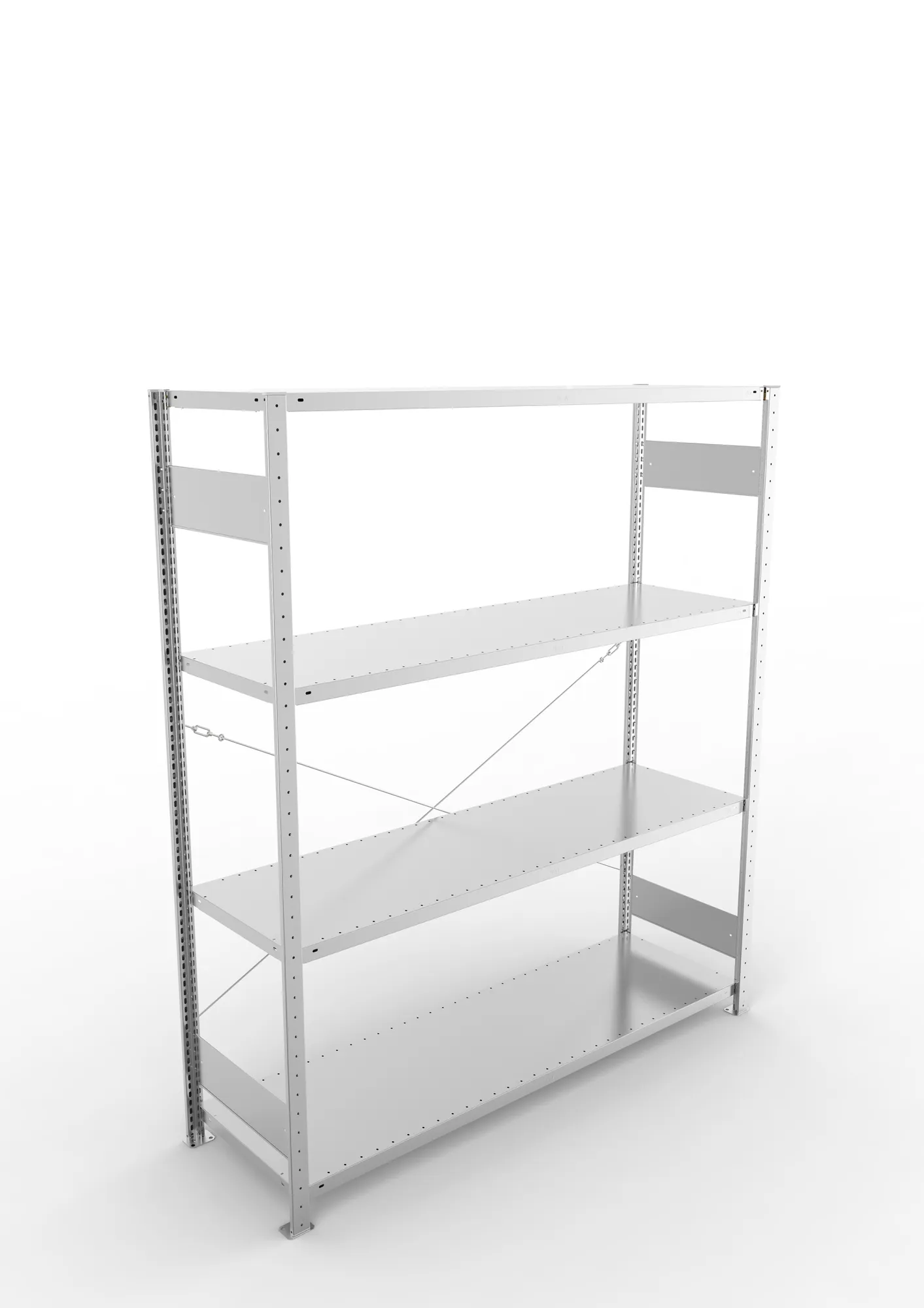 META CLIP S3, Fachbodenregal, Grundregal, 2000 x 1700 x 500 mm, Fachlast 200 kg, 4 Ebenen, verzinkt – Ansicht von oben