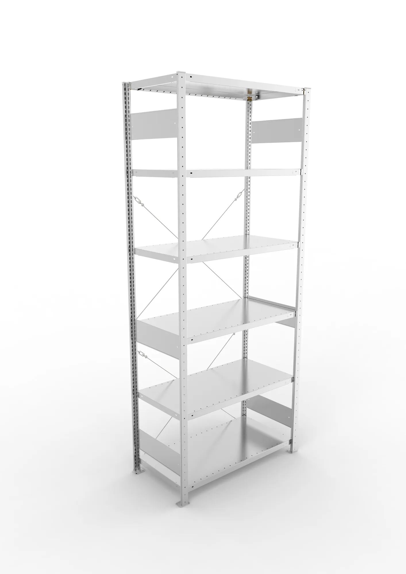 META CLIP S3, Fachbodenregal, Grundregal, 2500 x 1000 x 500 mm, Fachlast 230 kg, 6 Ebenen, verzinkt – Ansicht von oben
