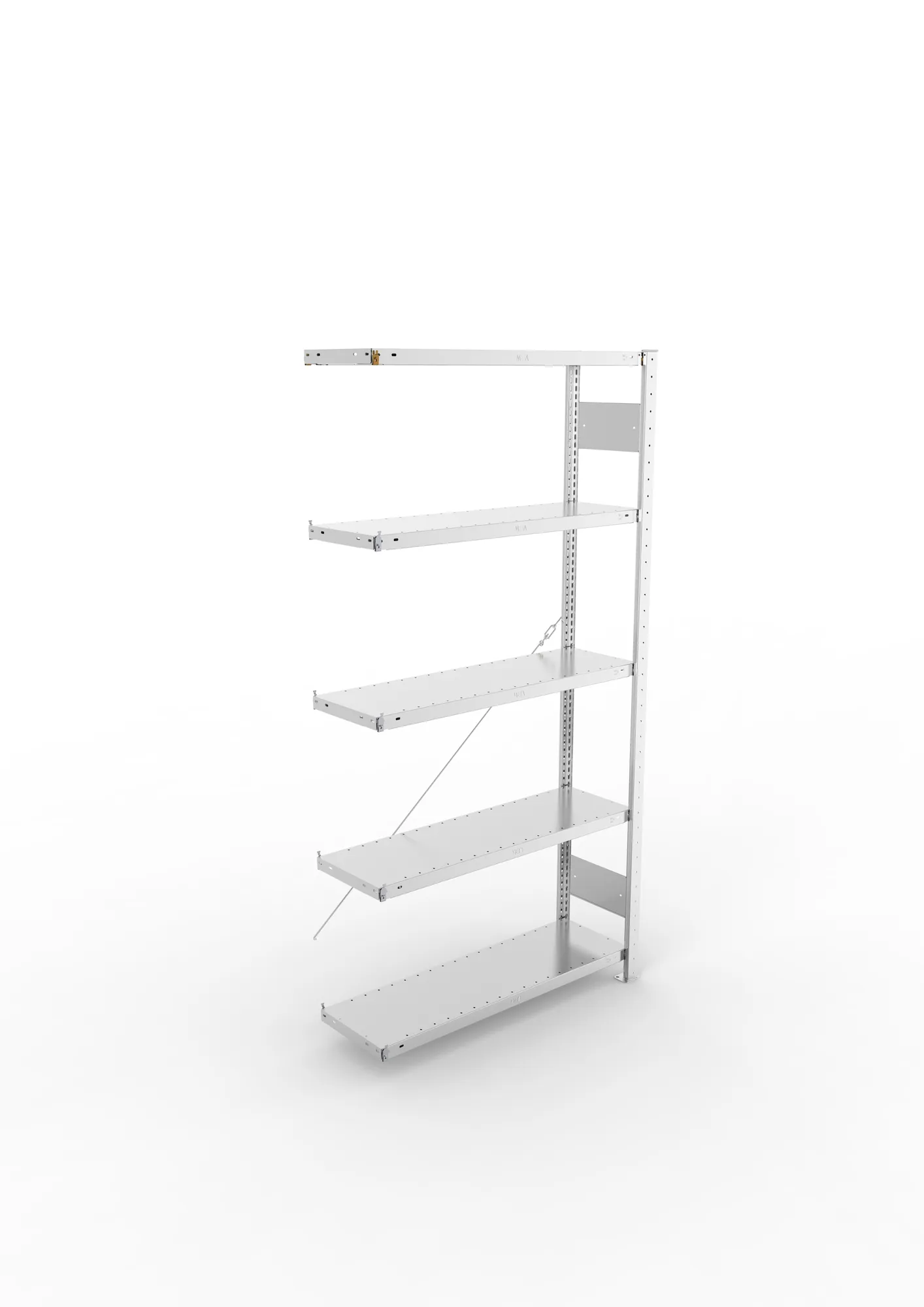 META CLIP, Fachbodenregal, Anbauregal, 2000 x 1000 x 300 mm, Fachlast 150 kg, 5 Ebenen, verzinkt – Ansicht von oben