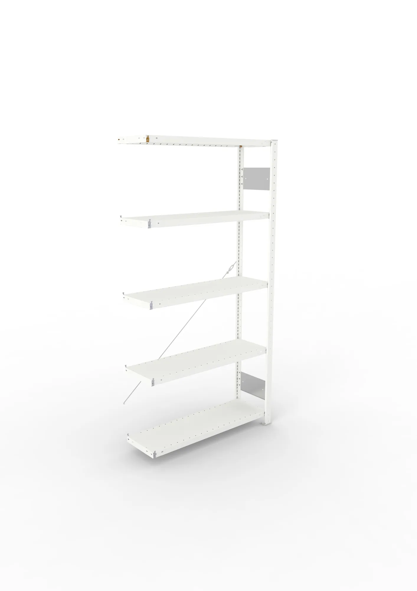 META CLIP S3, Fachbodenregal, Anbauregal, 2000 x 1000 x 300 mm, Fachlast 230 kg, 5 Ebenen, RAL 7035 – Ansicht von oben