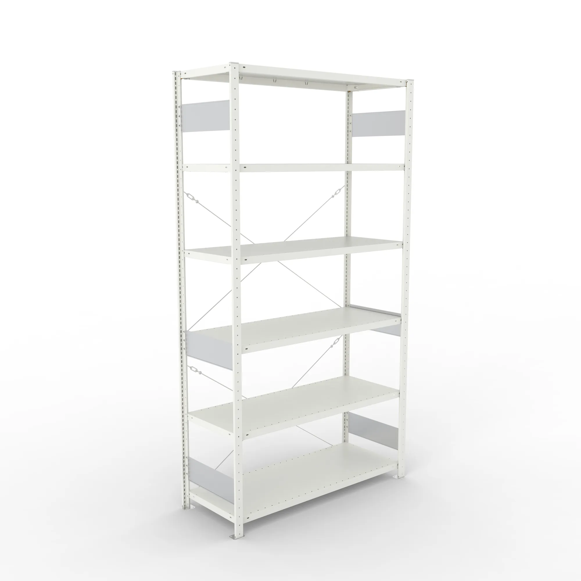 META CLIP S3, Fachbodenregal, Grundregal, 2500 x 1300 x 500 mm, Fachlast 150 kg, 6 Ebenen, RAL 7035 – Ansicht von oben