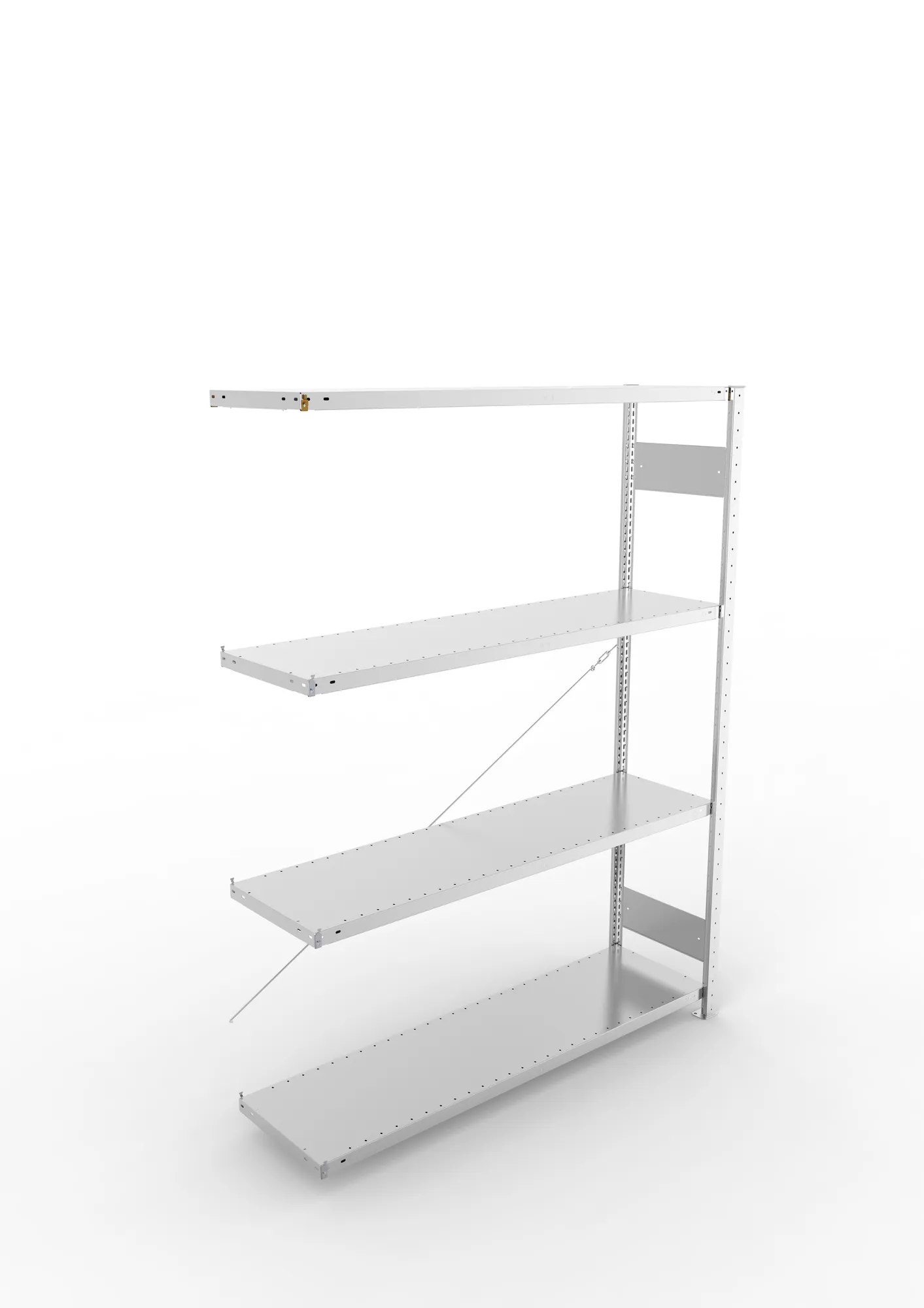 META CLIP S3, Fachbodenregal, Anbauregal, 2000 x 1500 x 400 mm, Fachlast 200 kg, 4 Ebenen, verzinkt – Ansicht von oben