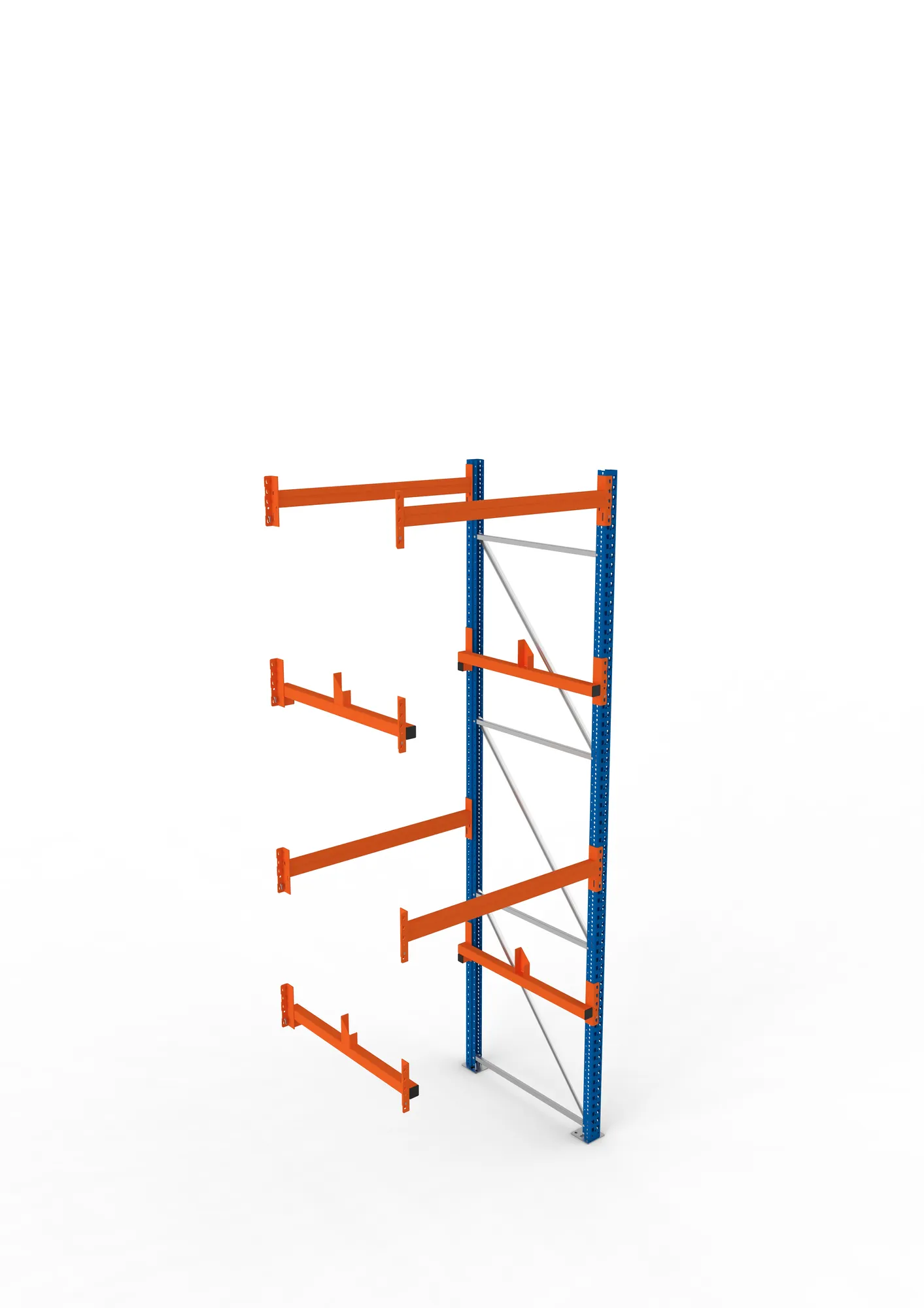 META MULTIPAL, Kabeltrommelregal, Anbauregal, 3800 x 1300 x 1100 mm, Feldlast 4000 kg, 2 Ebenen, Typ 1, RAL 5010 – Ansicht von oben