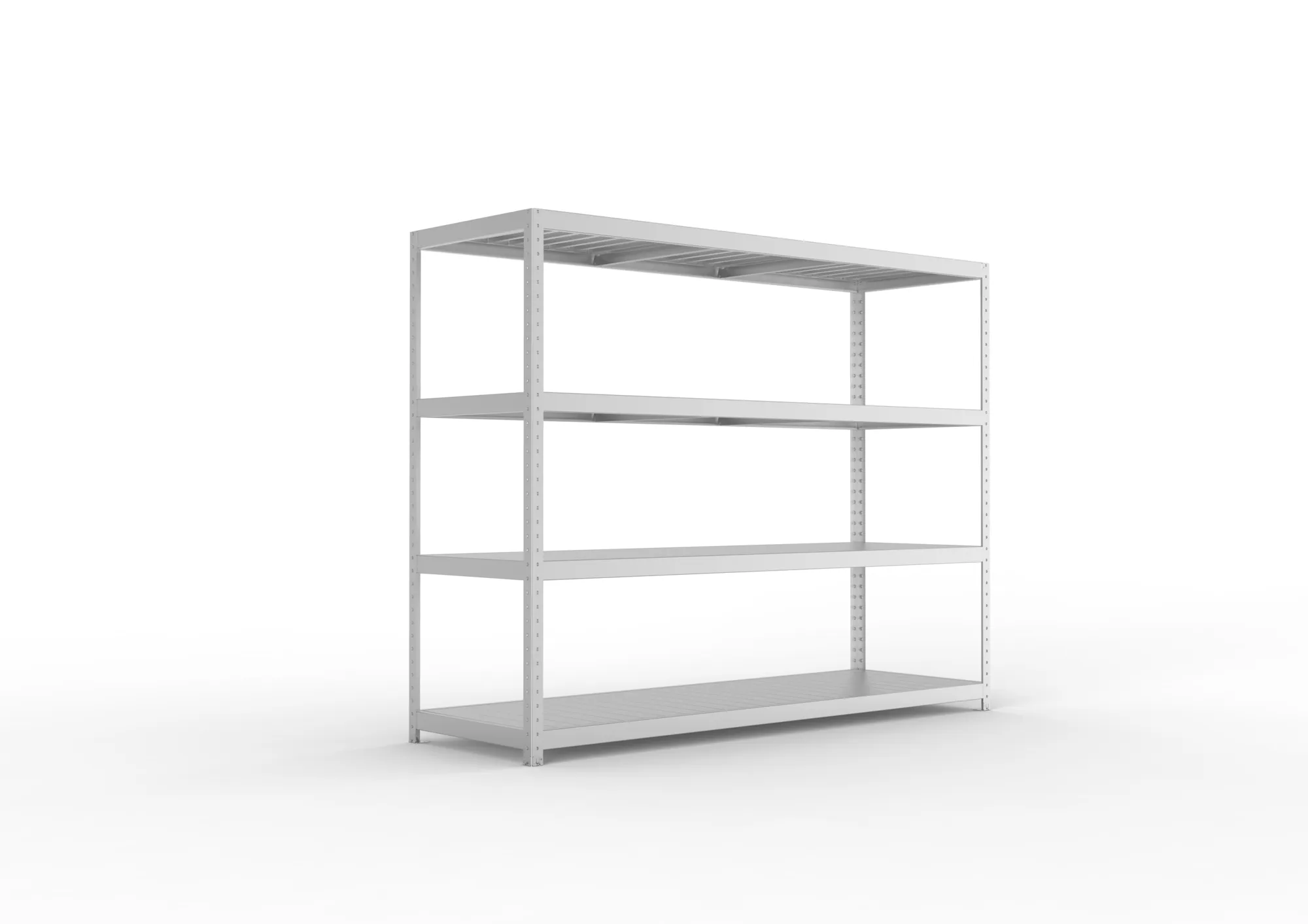 META SPEED-RACK, Weitspannregal, 1970 x 2500 x 800 mm, Fachlast 400 kg, Stahlpaneelböden, 4 Ebenen – Ansicht in Blickhöhe