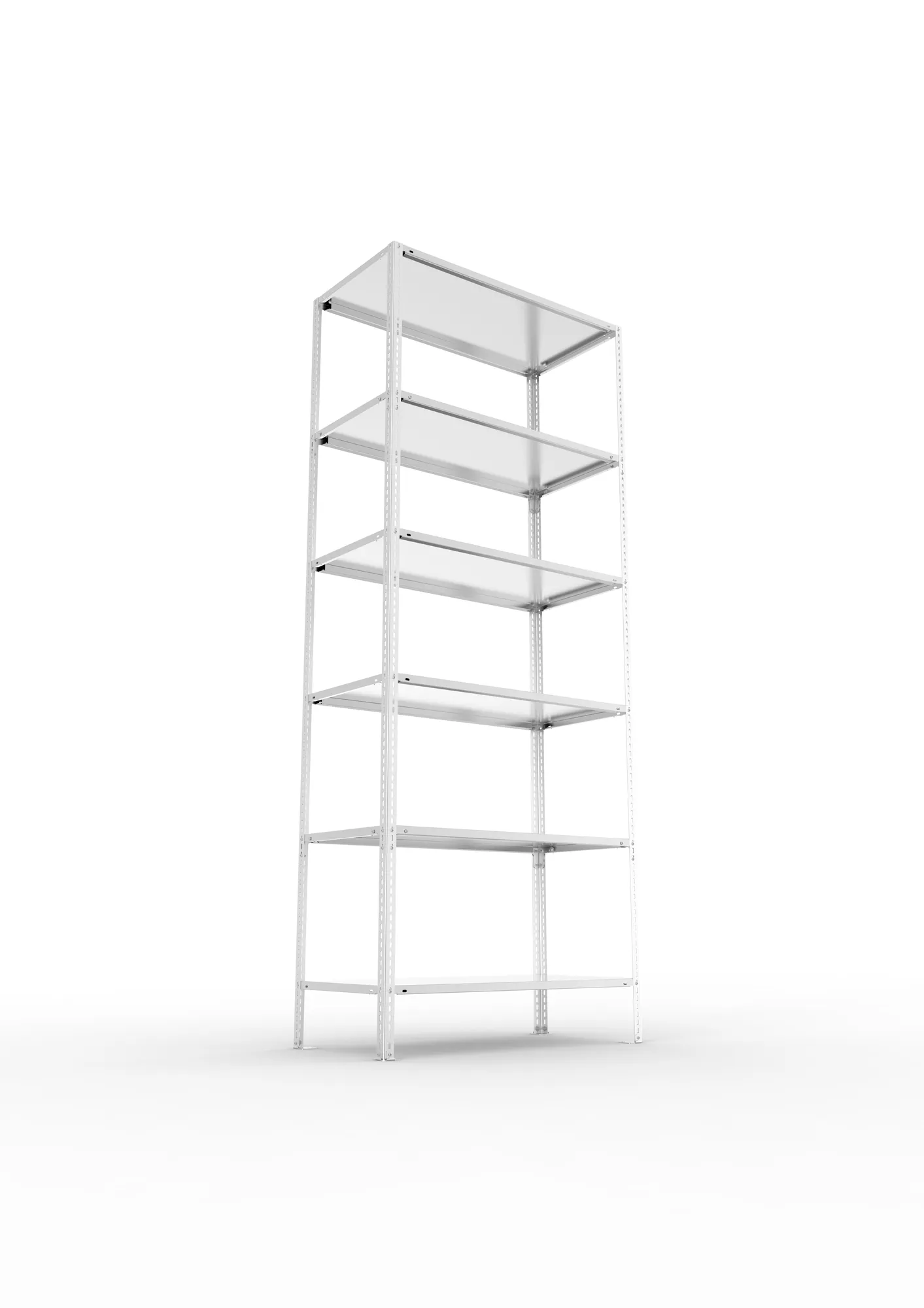 META FIX, Fachbodenregal, Grundregal, 2500 x 1000 x 500 mm, Fachlast 80 kg, 6 Ebenen, verzinkt – Ansicht von unten