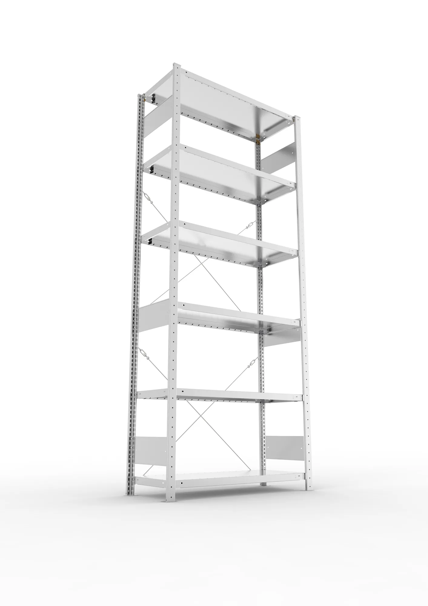 META CLIP S3, Fachbodenregal, Grundregal, 2500 x 1000 x 400 mm, Fachlast 230 kg, 6 Ebenen, verzinkt – Ansicht von unten