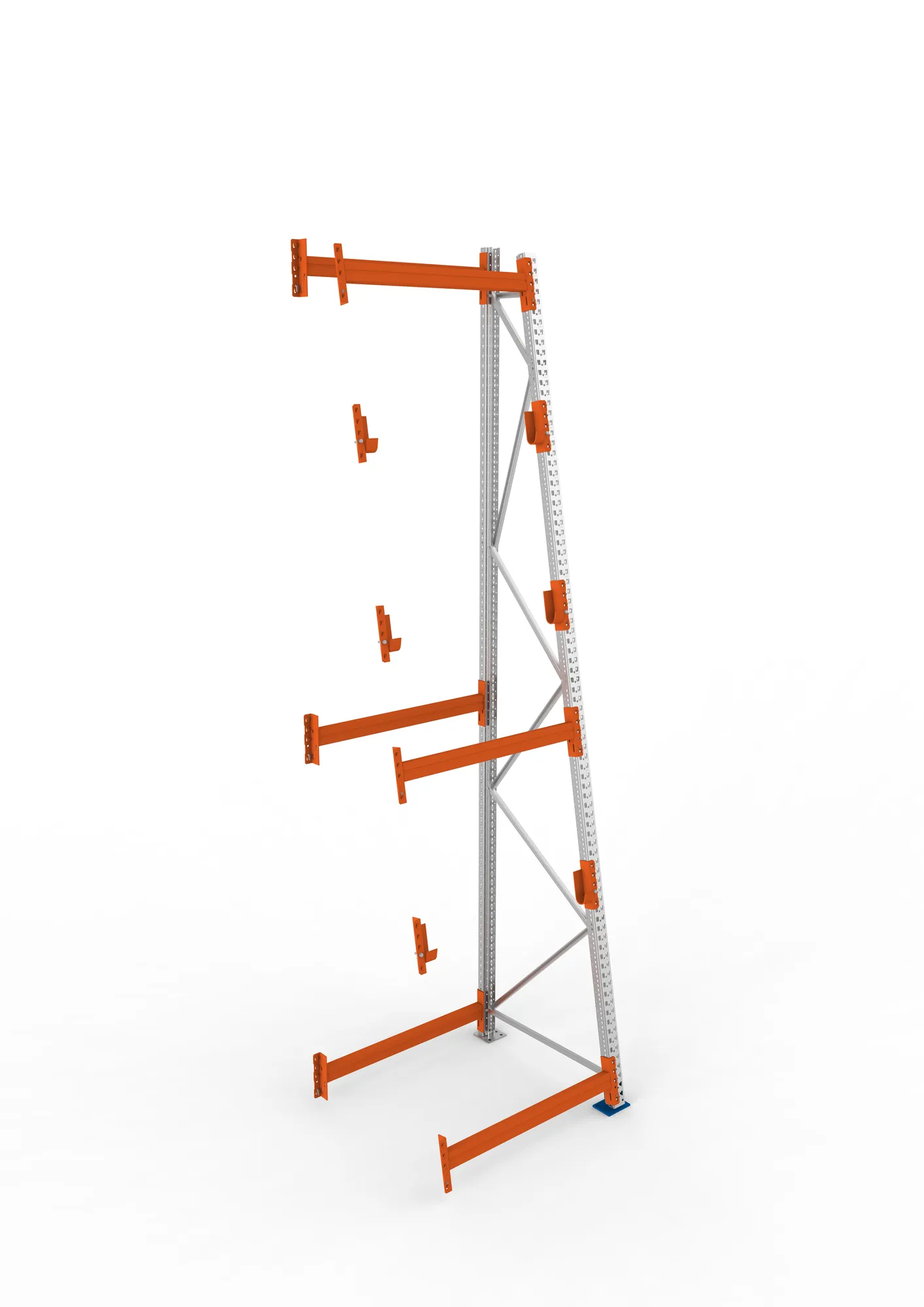 META MULTIPAL, Kabeltrommelregal, Anbauregal, 4400 x 1100 x 1100 mm, Feldlast 2250 kg, 3 Ebenen, Typ 3/A-Ständer, verzinkt – Ansicht von oben