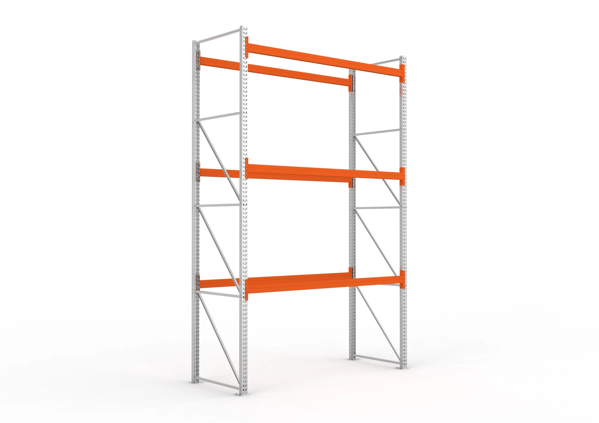 META MULTIPAL, Palettenregal, Grundregal, 4400 x 2700 x 1100 mm, Fachlast 780 kg, 4 Ebenen, 12 Paletten, verzinkt – Ansicht in Blickhöhe