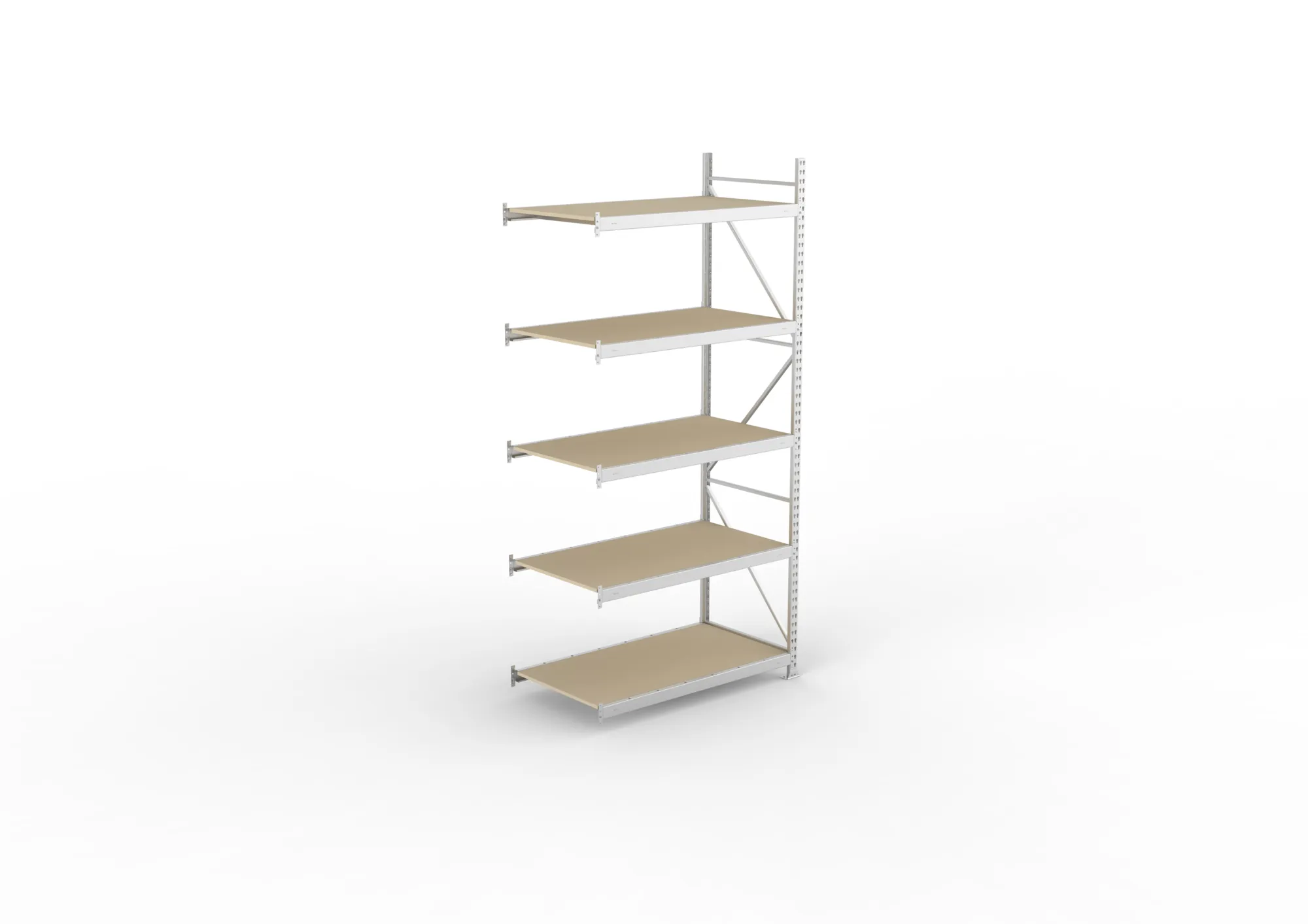 META MINI-RACK, Weitspannregal, Anbauregal, 3000 x 1400 x 800 mm, Fachlast 600 kg, Spanplattenböden, 5 Ebenen – Ansicht von oben