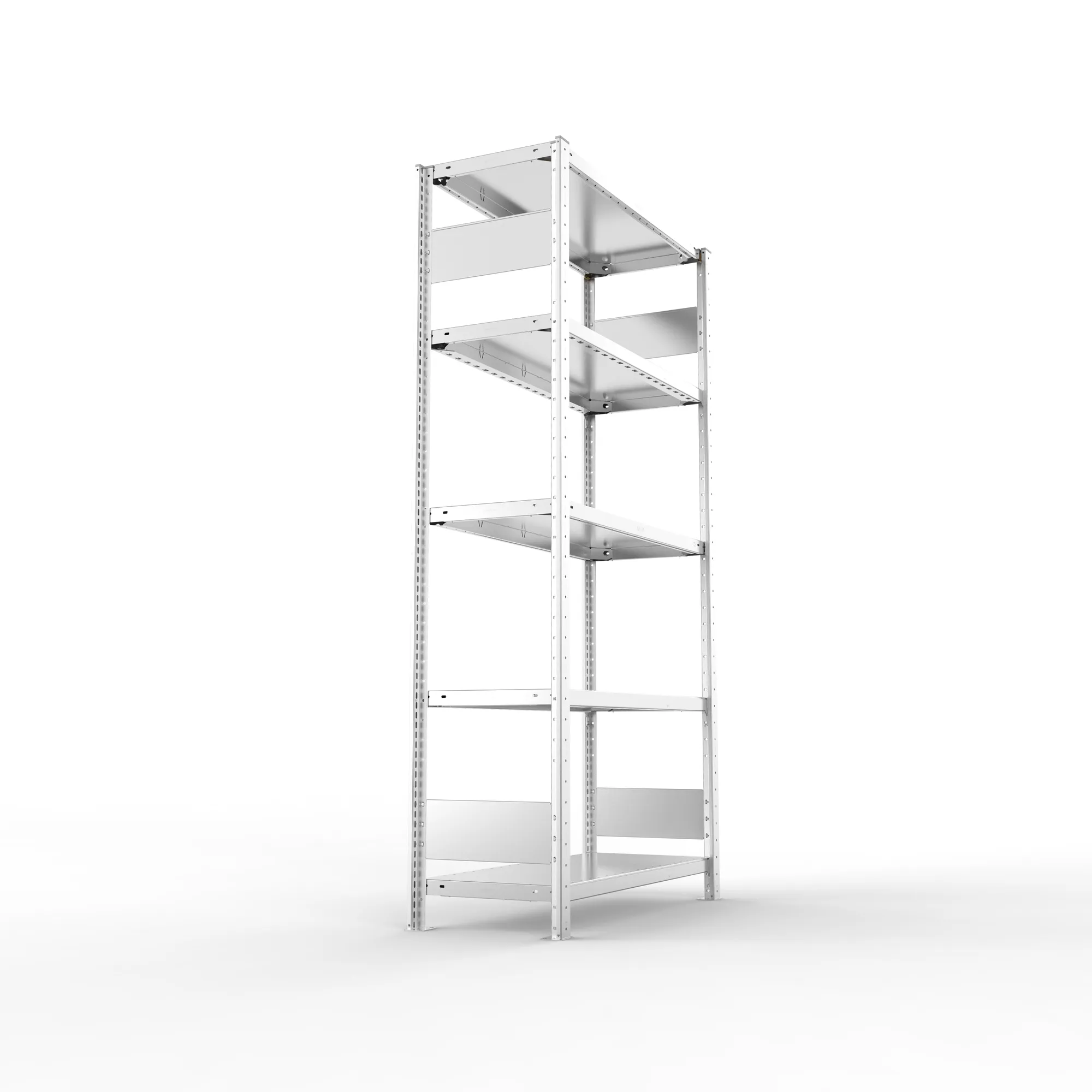 META CLIP S3, Fachbodenregal, Grundregal, 2000 x 1000 x 400 mm, Fachlast 230 kg, 5 Ebenen, Längsriegel, verzinkt – Seitenansicht
