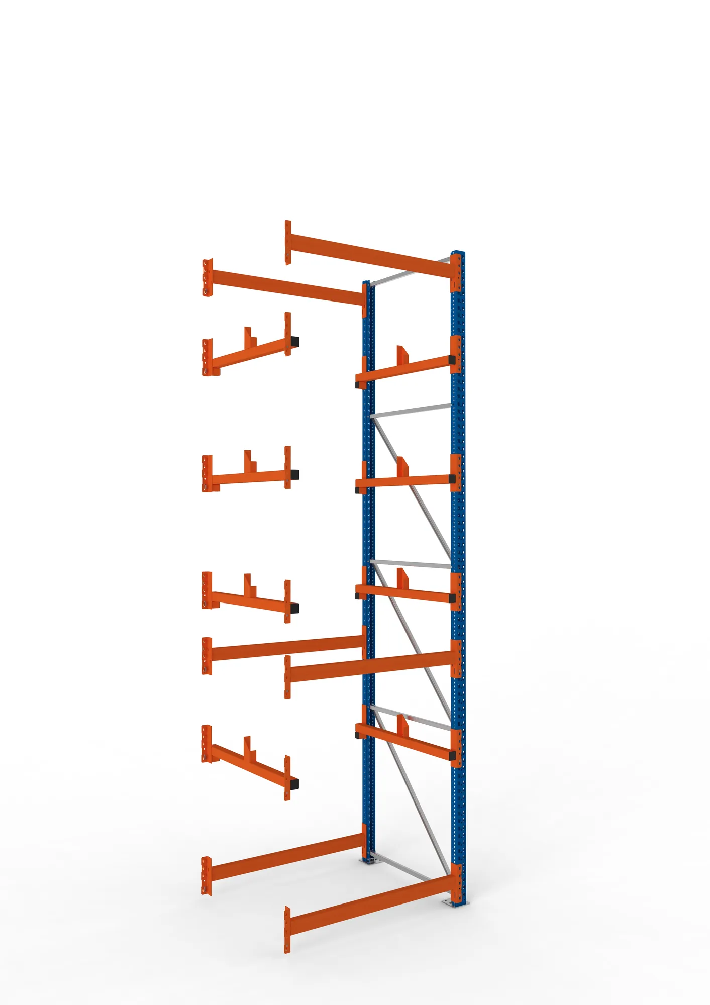 META MULTIPAL, Kabeltrommelregal, Anbauregal, 4400 x 1300 x 1100 mm, Feldlast 5500 kg, 2 Ebenen, Typ 1, RAL 5010 – Ansicht in Blickhöhe