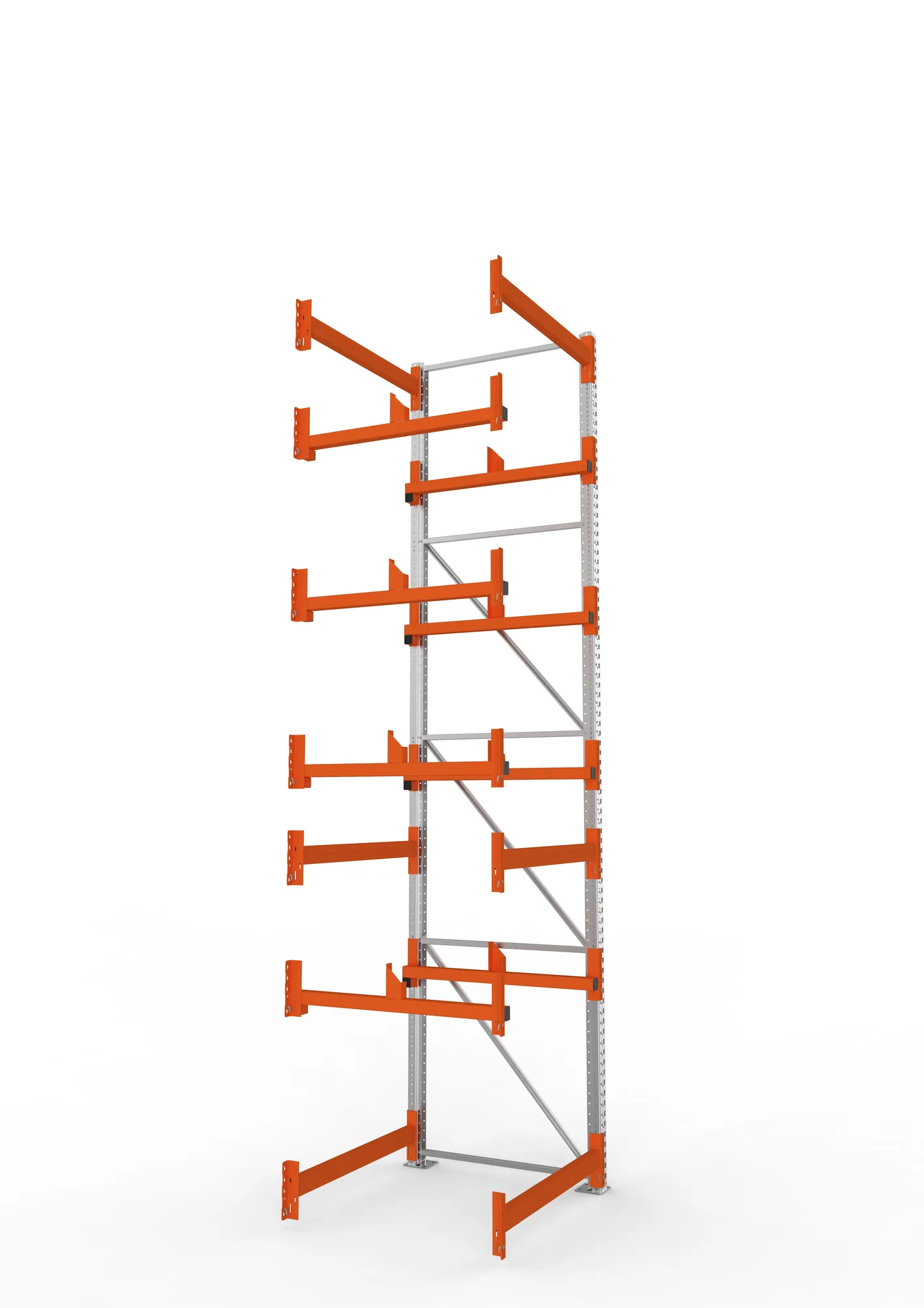 META MULTIPAL, Kabeltrommelregal, Anbauregal, 4400 x 1100 x 1100 mm, Feldlast 5500 kg, 2 Ebenen, Typ 1, verzinkt – Seitenansicht