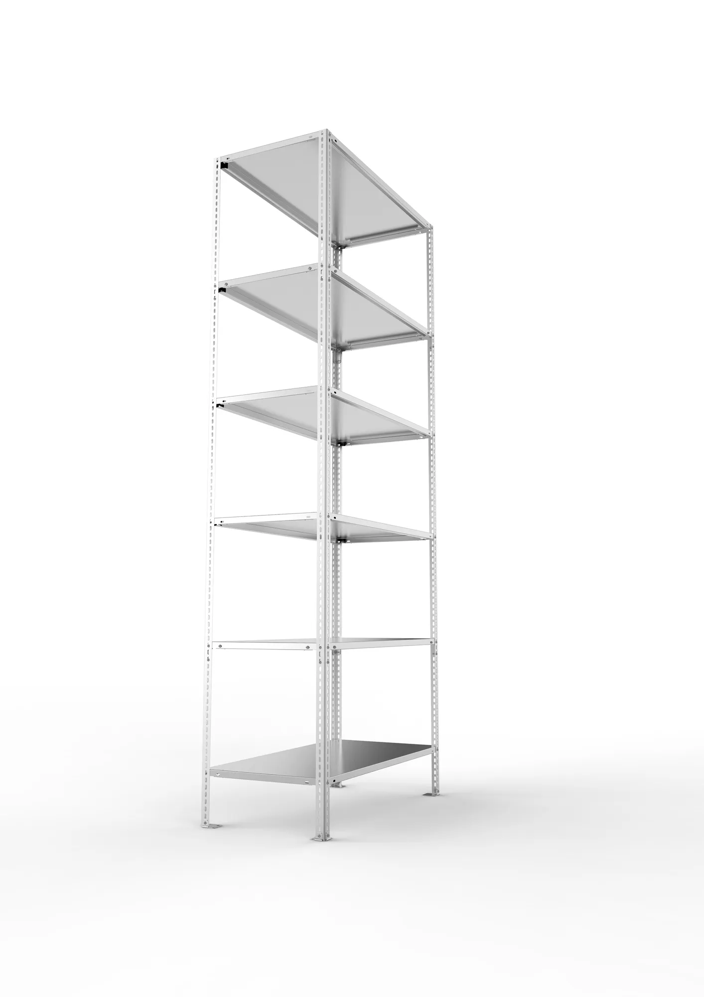 META FIX, Fachbodenregal, Grundregal, 2500 x 1000 x 500 mm, Fachlast 80 kg, 6 Ebenen, verzinkt – Seitenansicht