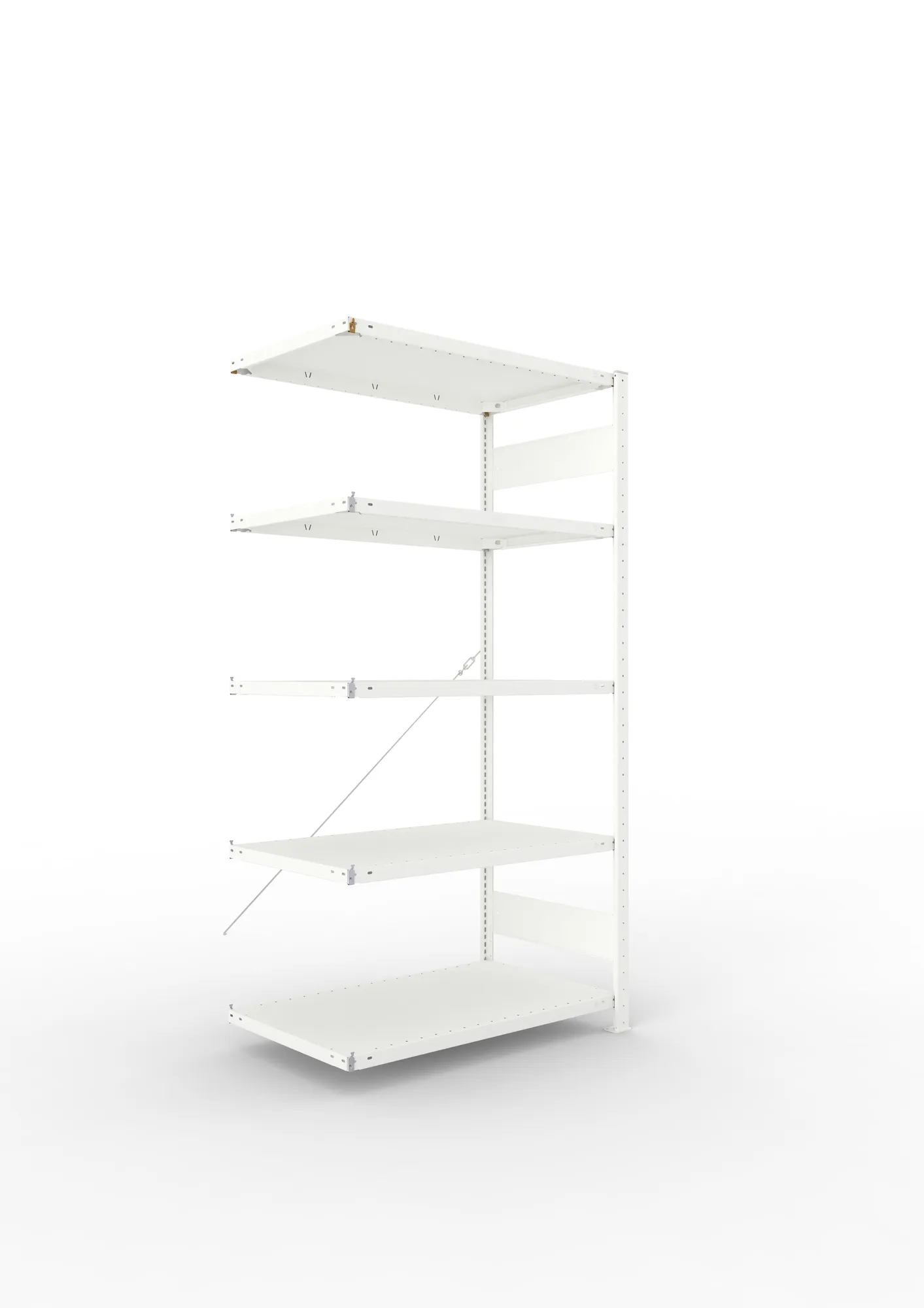 META CLIP, Fachbodenregal, Anbauregal, 2000 x 1000 x 600 mm, Fachlast 150 kg, 5 Ebenen, RAL 7035 – Ansicht in Blickhöhe