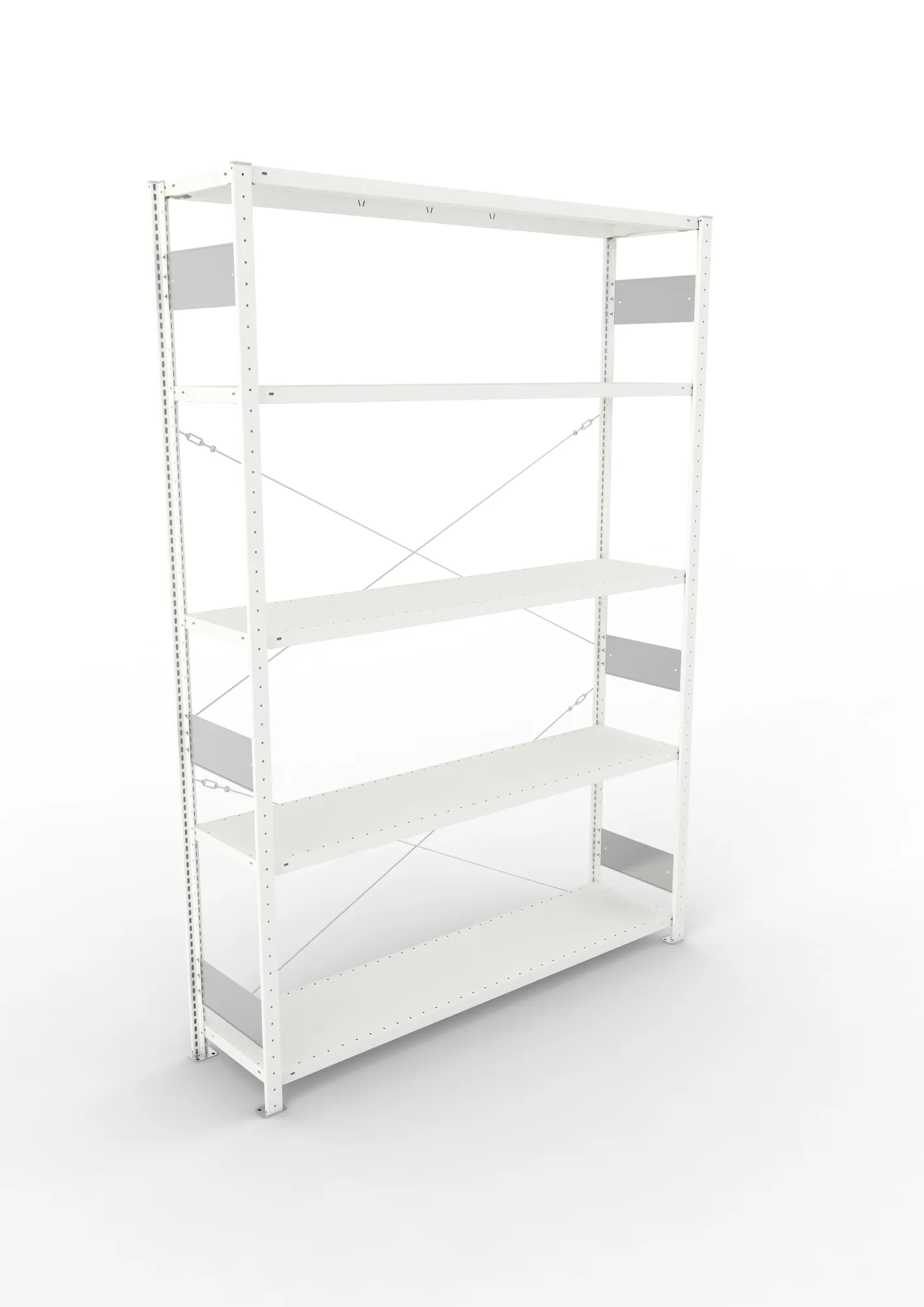 META CLIP S3, Fachbodenregal, Grundregal, 2500 x 1700 x 400 mm, Fachlast 200 kg, 5 Ebenen, RAL 7035 – Ansicht von oben