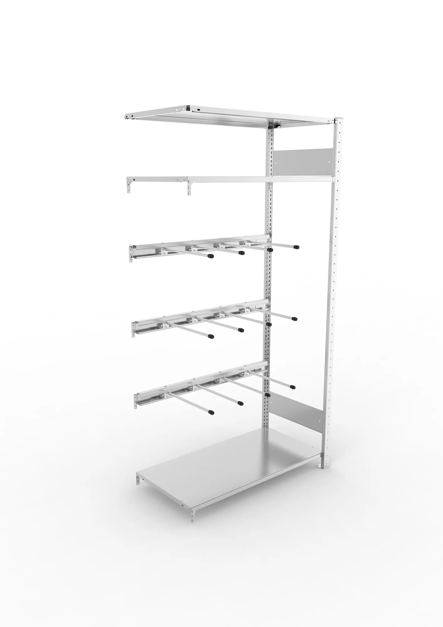 META CLIP, Keilriemenregal, Anbauregal, 2000 x 1000 x 500 mm, 3 Ebenen, verzinkt – Ansicht von oben