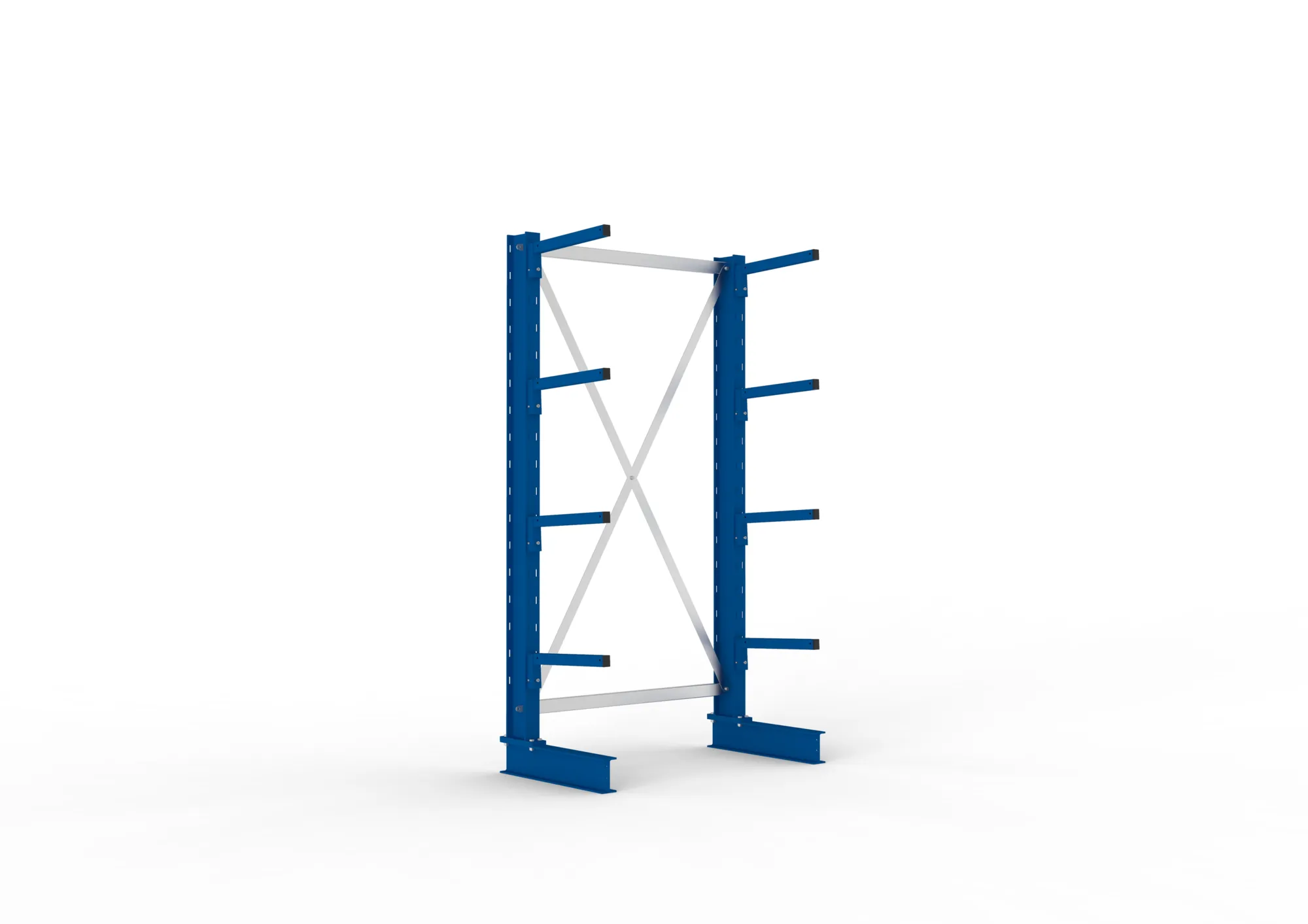 META MULTISTRONG L, Kragarmregal, Grundregal, 2000 x 1000 x 400 mm, Armlast 220 kg, einseitig, 4+1 Ebenen – Ansicht in Blickhöhe
