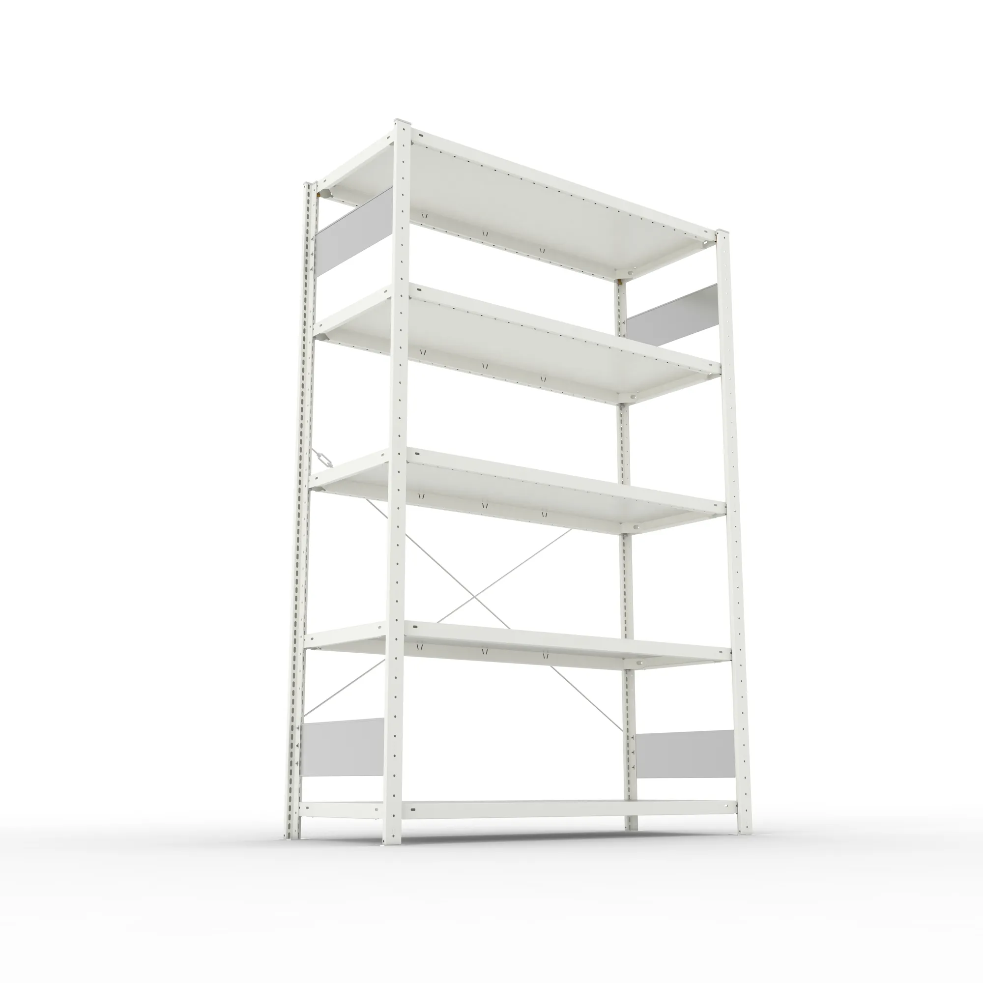 META CLIP S3, Fachbodenregal, Grundregal, 2000 x 1300 x 500 mm, Fachlast 230 kg, 5 Ebenen, RAL 7035 – Ansicht von unten