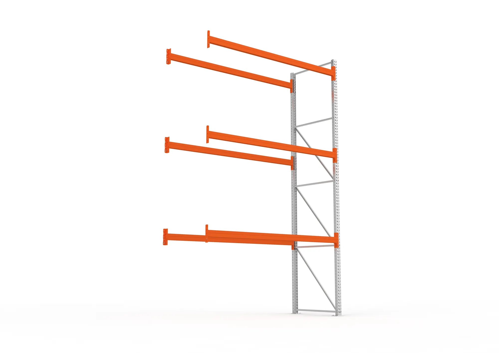 META MULTIPAL, Palettenregal, Anbauregal, 4400 x 2700 x 1100 mm, Fachlast 780 kg, 4 Ebenen, 12 Paletten, verzinkt – Ansicht von unten