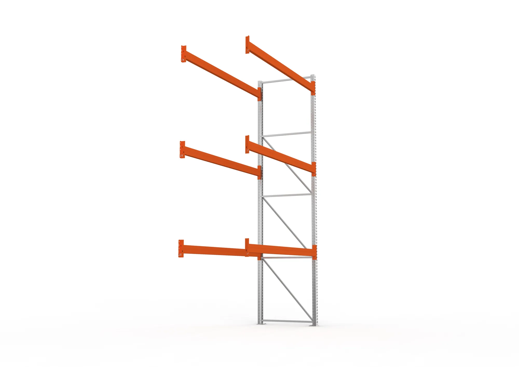 META MULTIPAL, Palettenregal, Anbauregal, 4400 x 2700 x 1100 mm, Fachlast 940 kg, 4 Ebenen, 12 Paletten, verzinkt – Seitenansicht