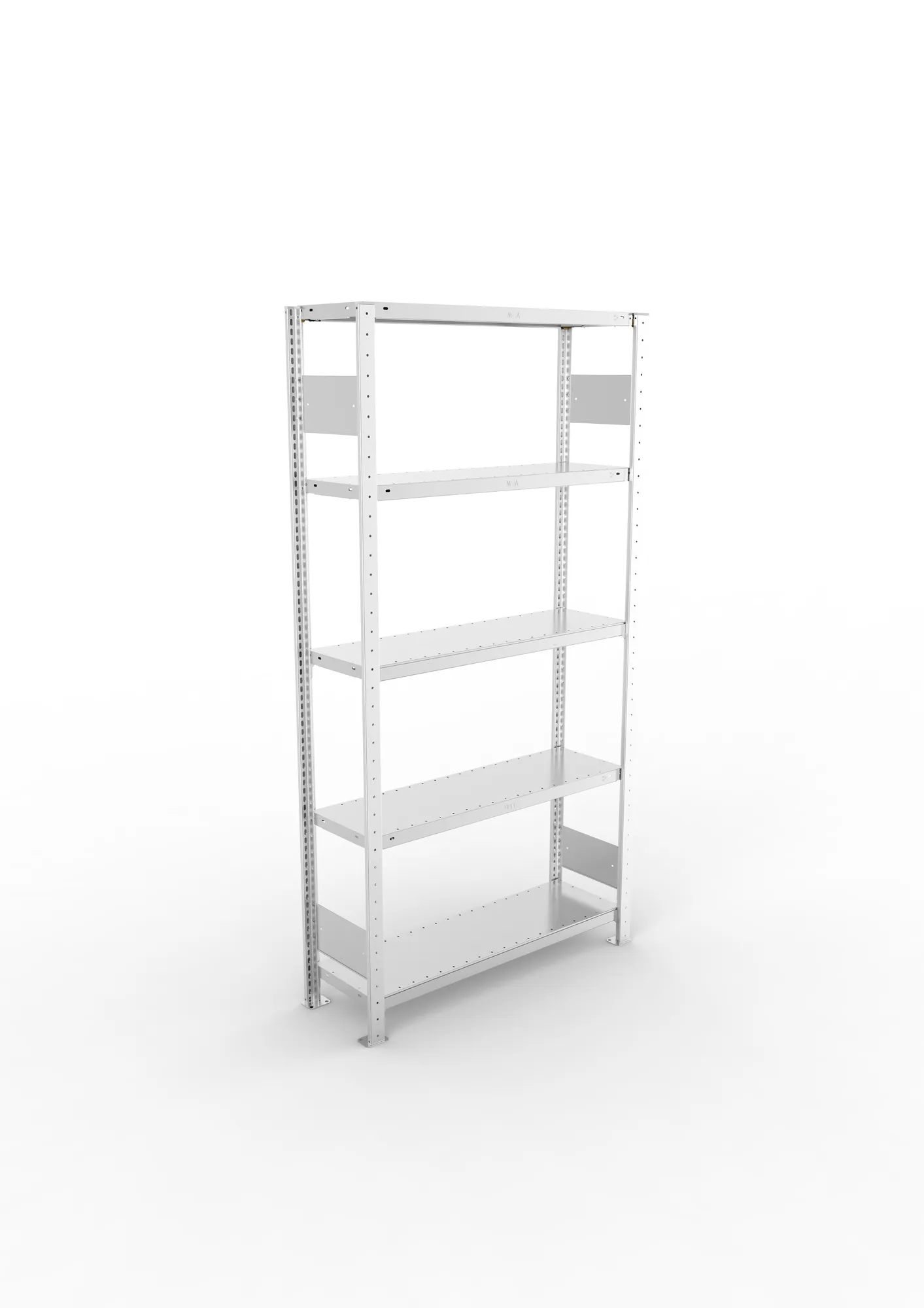 META CLIP S3, Fachbodenregal, Grundregal, 2000 x 1000 x 300 mm, Fachlast 150 kg, 5 Ebenen, Längsriegel, verzinkt – Ansicht von oben
