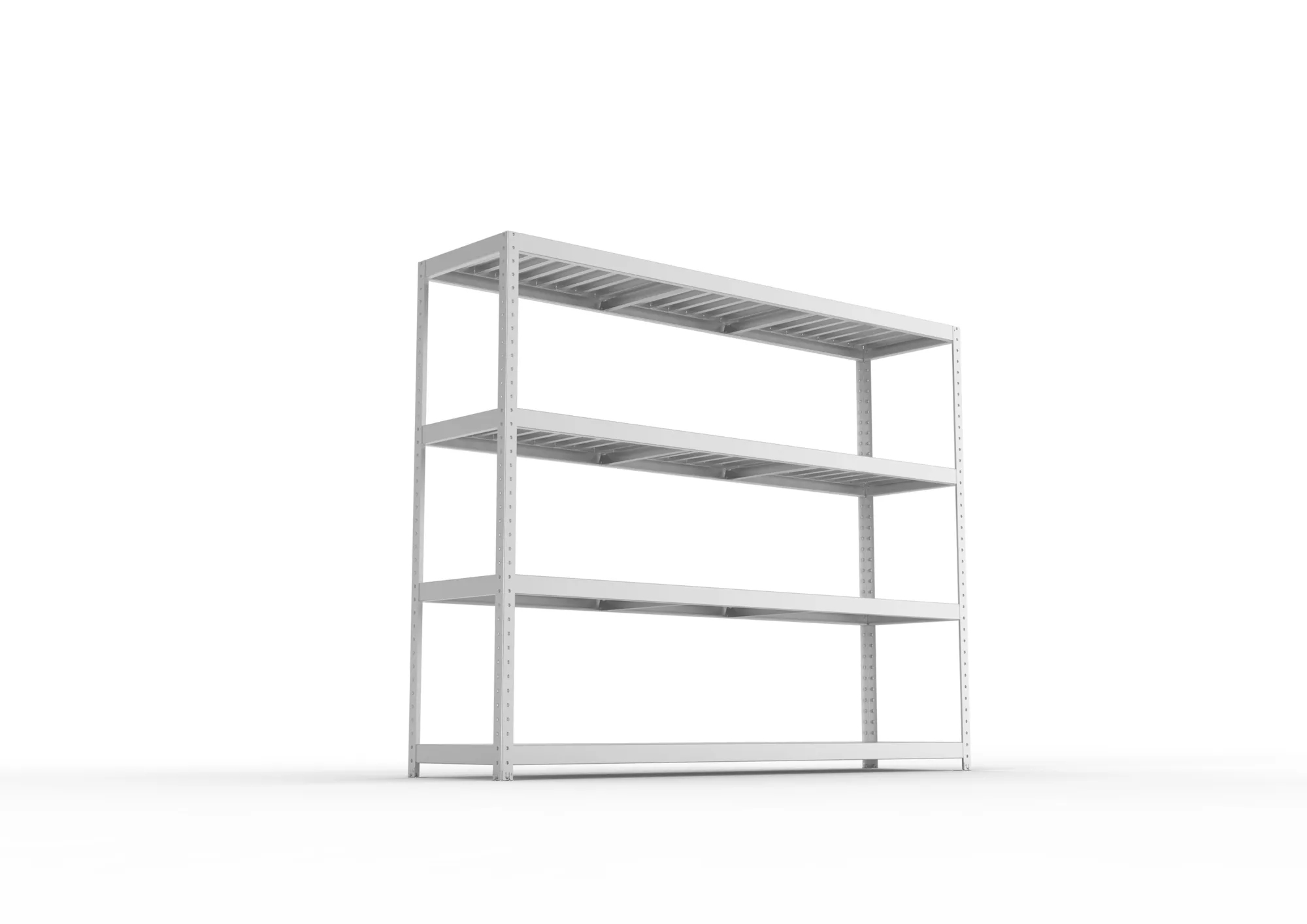 META SPEED-RACK, Weitspannregal, 1970 x 2500 x 600 mm, Fachlast 400 kg, Stahlpaneelböden, 4 Ebenen – Ansicht von unten