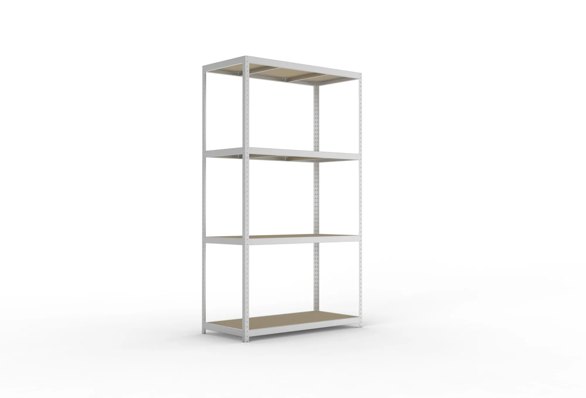 META SPEED-RACK, Weitspannregal, 2970 x 1700 x 800 mm, Fachlast 500 kg, Spanplattenböden, 4 Ebenen – Ansicht in Blickhöhe