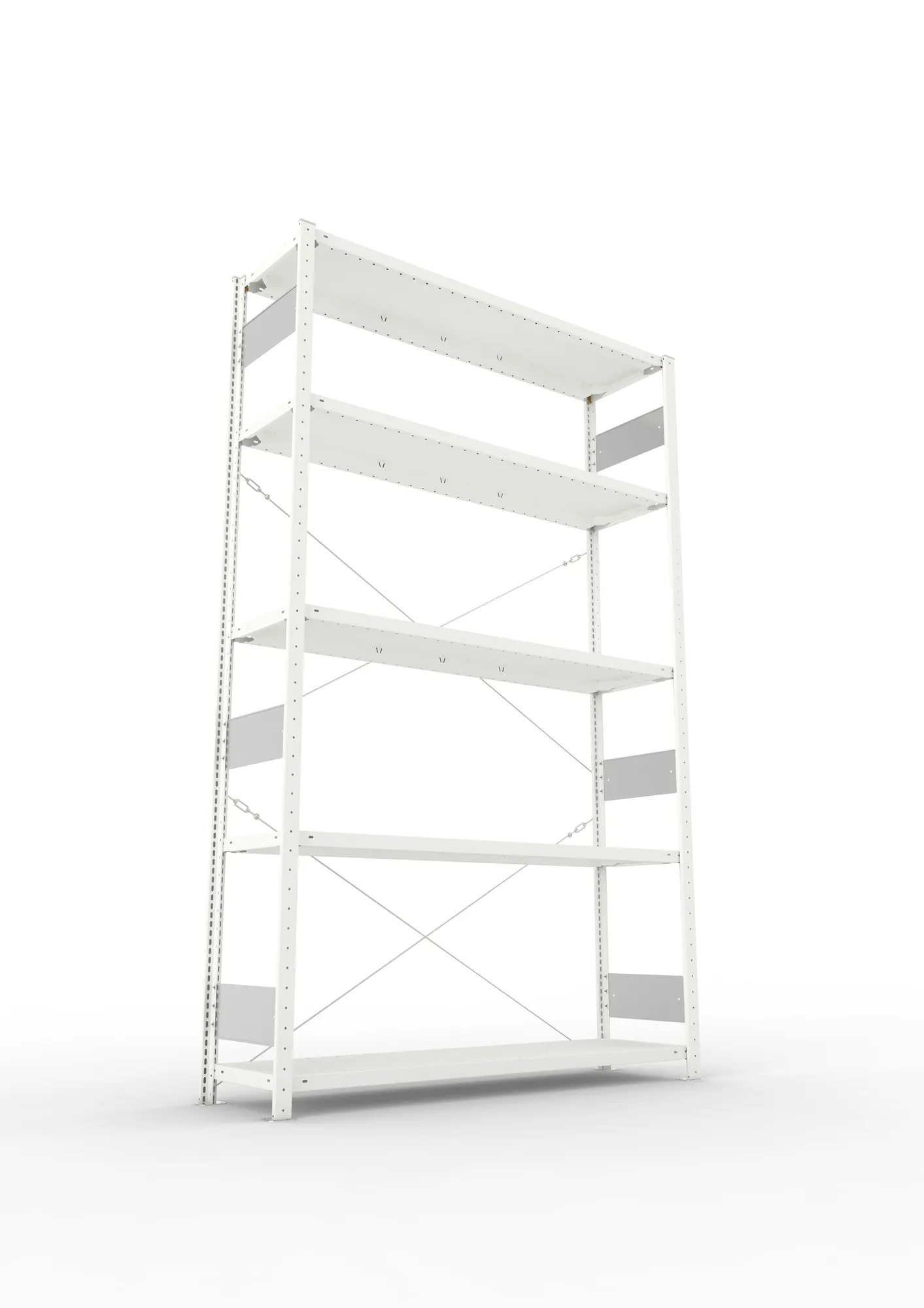 META CLIP S3, Fachbodenregal, Grundregal, 2500 x 1500 x 400 mm, Fachlast 200 kg, 5 Ebenen, RAL 7035 – Ansicht von unten