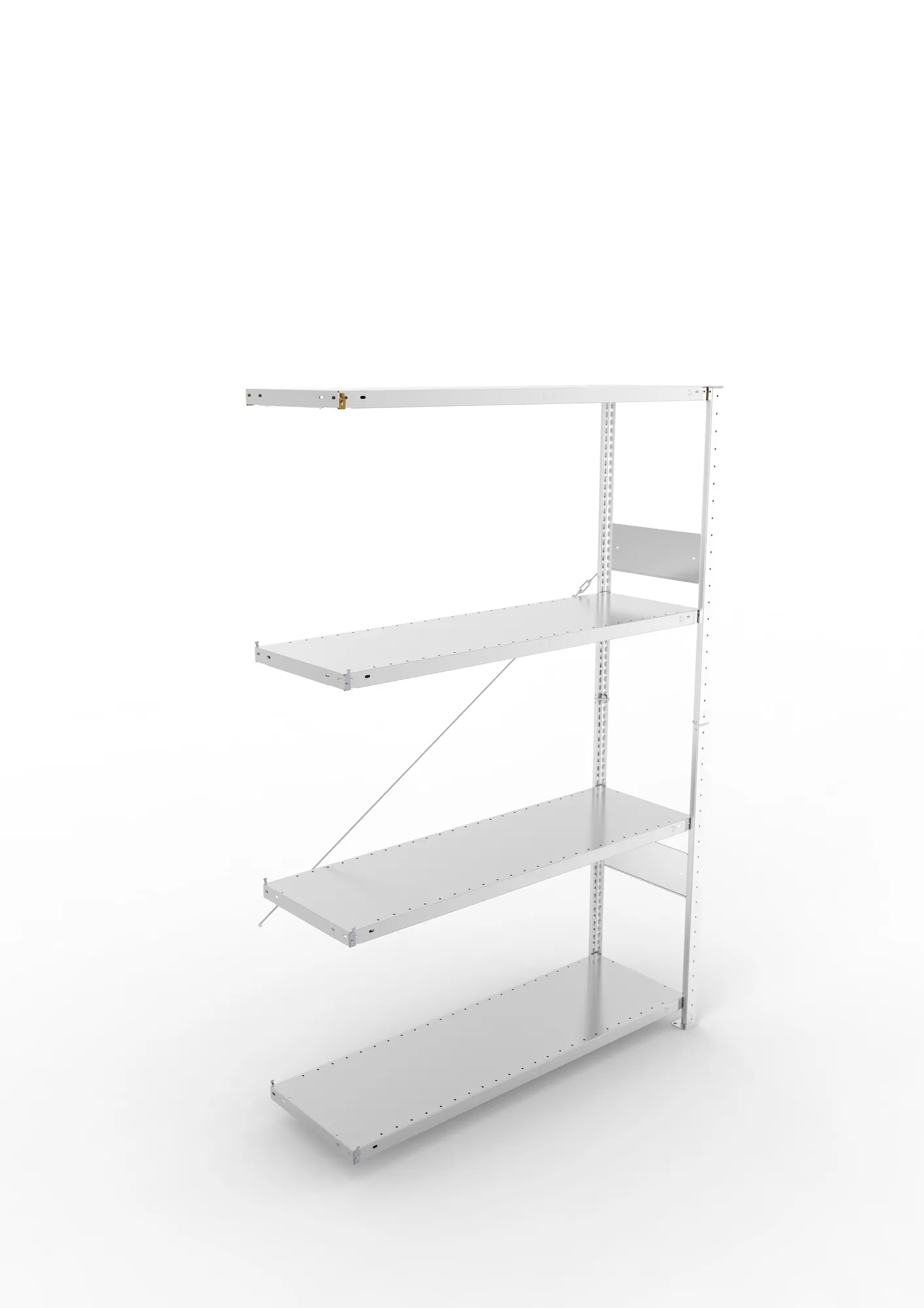 META CLIP SPLIT, Fachbodenregal, Anbauregal, 2000 x 1300 x 400 mm, Fachlast 230 kg, 4 Ebenen, verzinkt – Ansicht von oben
