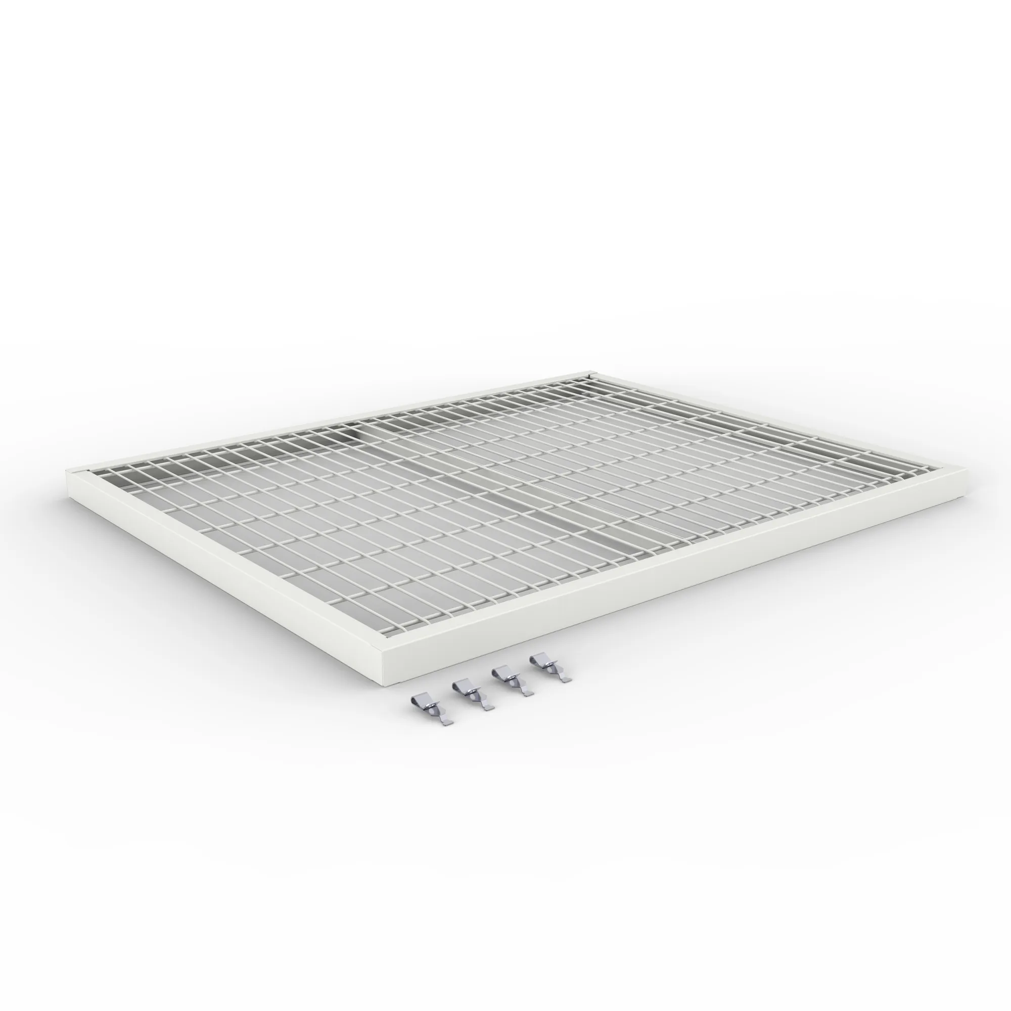 META CLIP, Zusatz-Drahtboden, 1000 x 800 mm, 150 kg, RAL 7035 – Ansicht in Blickhöhe