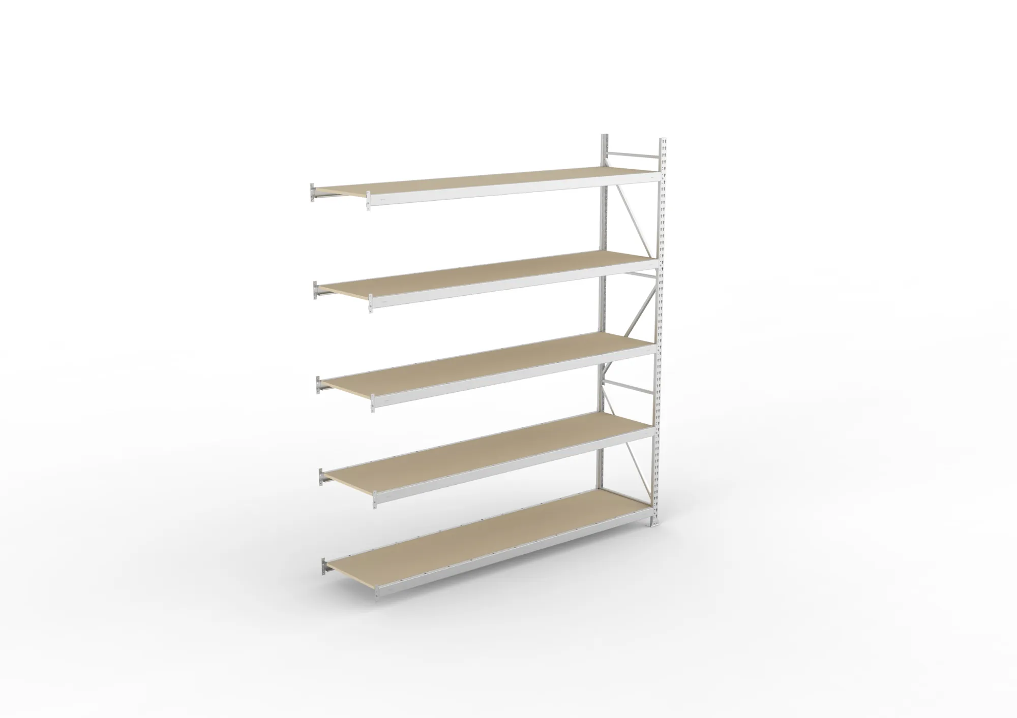 META MINI-RACK, Weitspannregal, Anbauregal, 3000 x 2600 x 650 mm, Fachlast 490 kg, Spanplattenböden, 5 Ebenen – Ansicht von oben