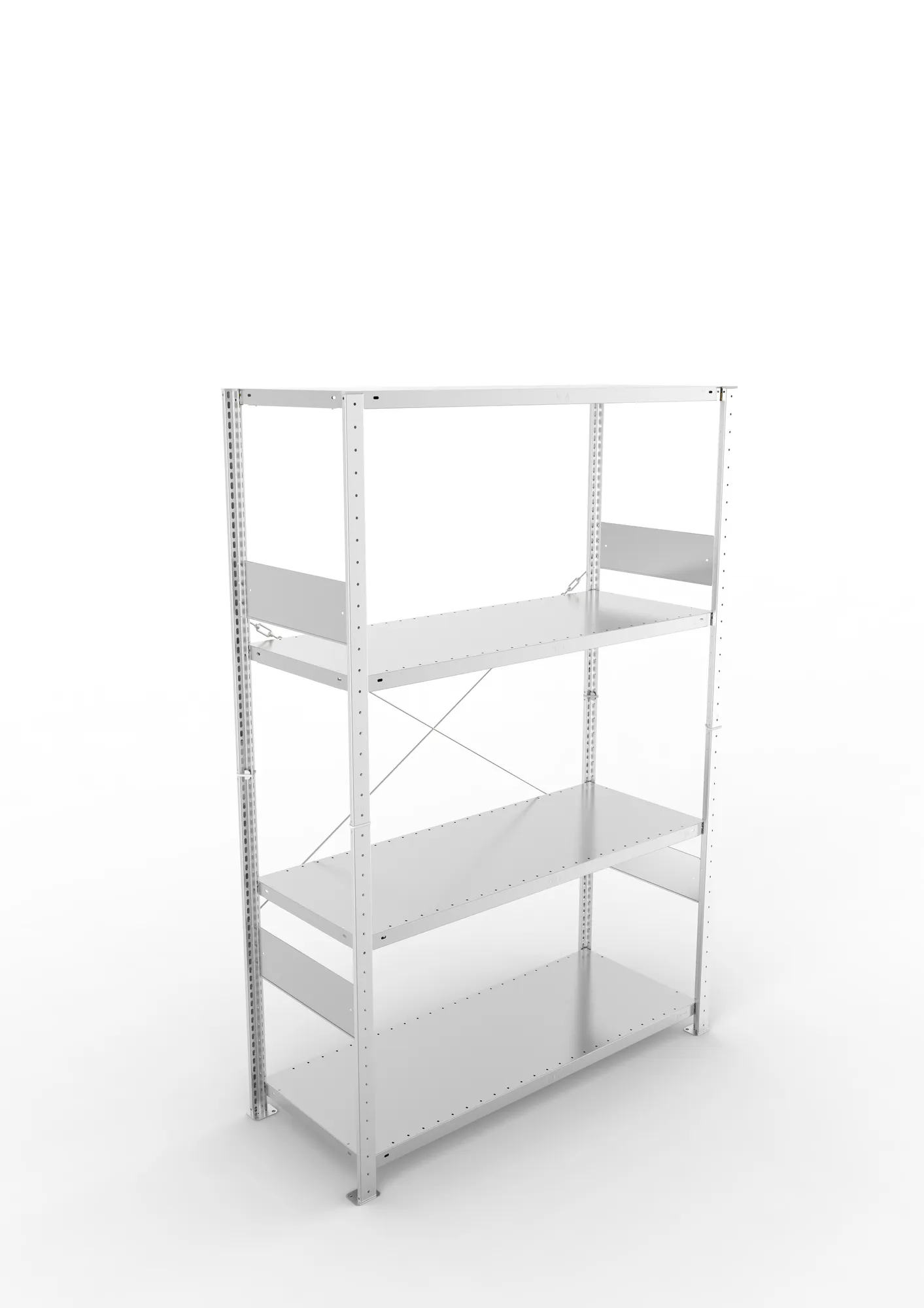 META CLIP SPLIT, Fachbodenregal, Grundregal, 2000 x 1300 x 500 mm, Fachlast 150 kg, 4 Ebenen, verzinkt – Ansicht von oben