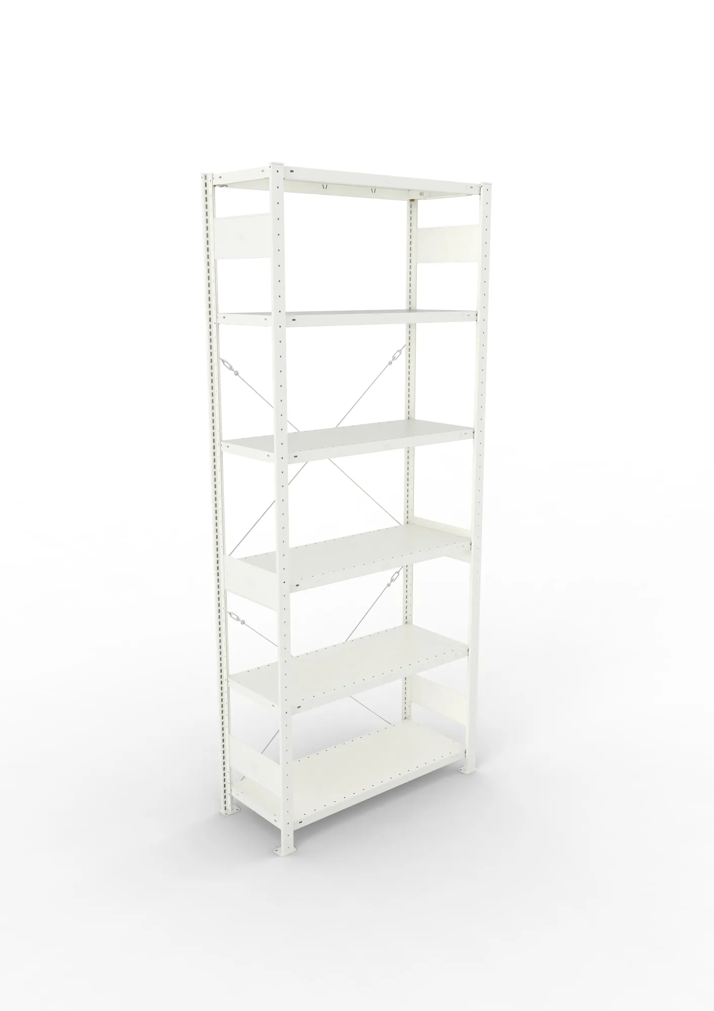 META CLIP, Fachbodenregal, Grundregal, 2500 x 1000 x 400 mm, Fachlast 150 kg, 6 Ebenen, RAL 7035 – Ansicht von oben