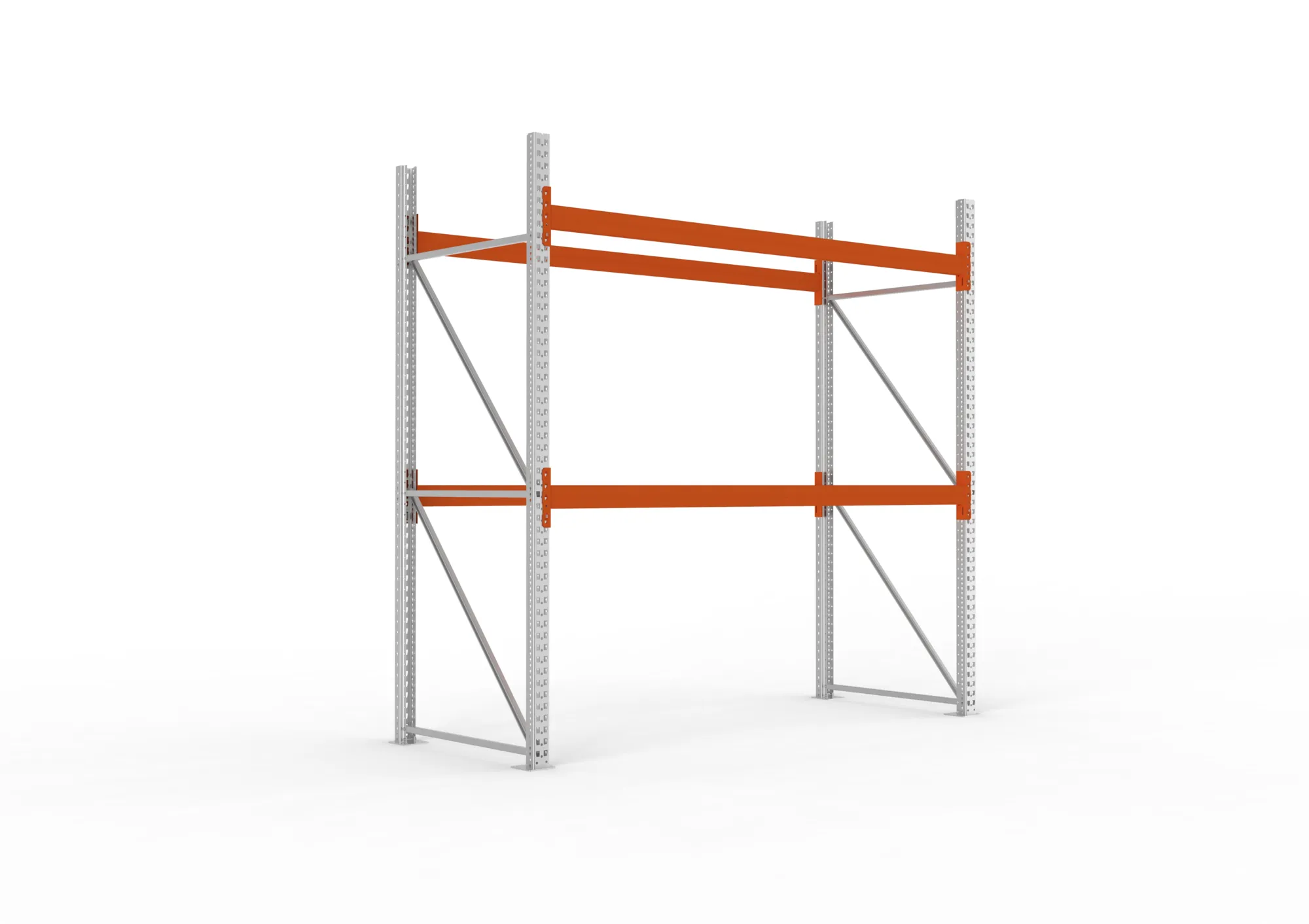 META MULTIPAL, Palettenregal, Grundregal, 2700 x 2700 x 1100 mm, Fachlast 780 kg, 3 Ebenen, 9 Paletten, verzinkt – Ansicht in Blickhöhe