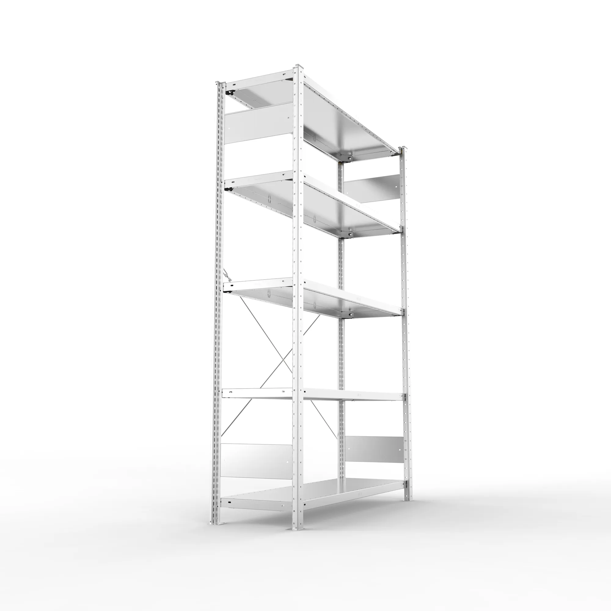 META CLIP, Fachbodenregal, Grundregal, 2000 x 1300 x 400 mm, Fachlast 230 kg, 5 Ebenen, verzinkt – Seitenansicht