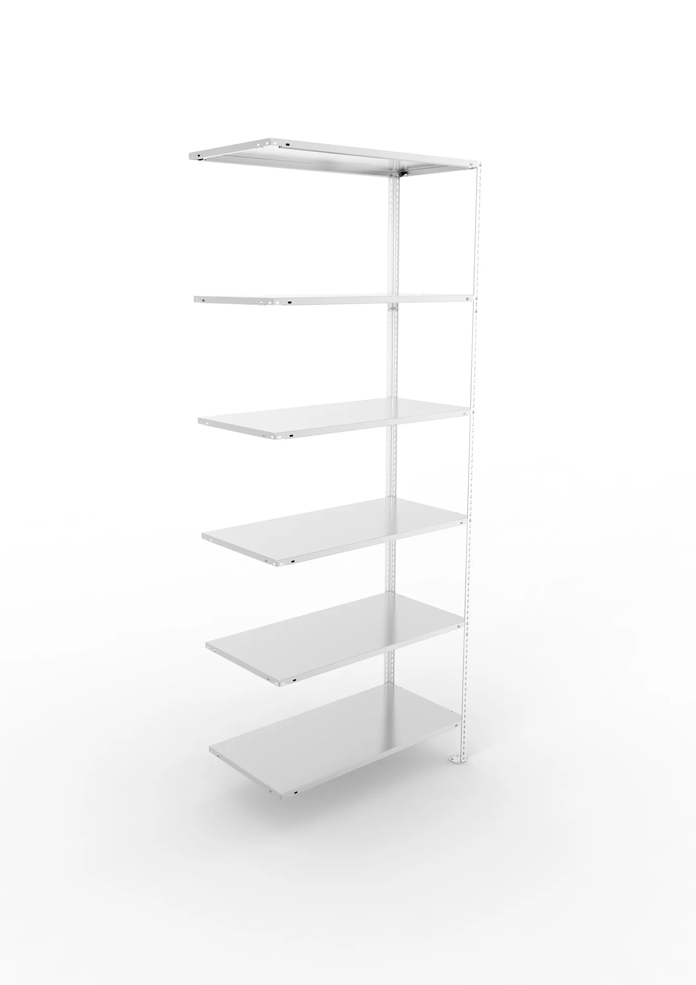 META FIX, Fachbodenregal, Anbauregal, 2500 x 1000 x 500 mm, Fachlast 80 kg, 6 Ebenen, verzinkt – Ansicht von oben