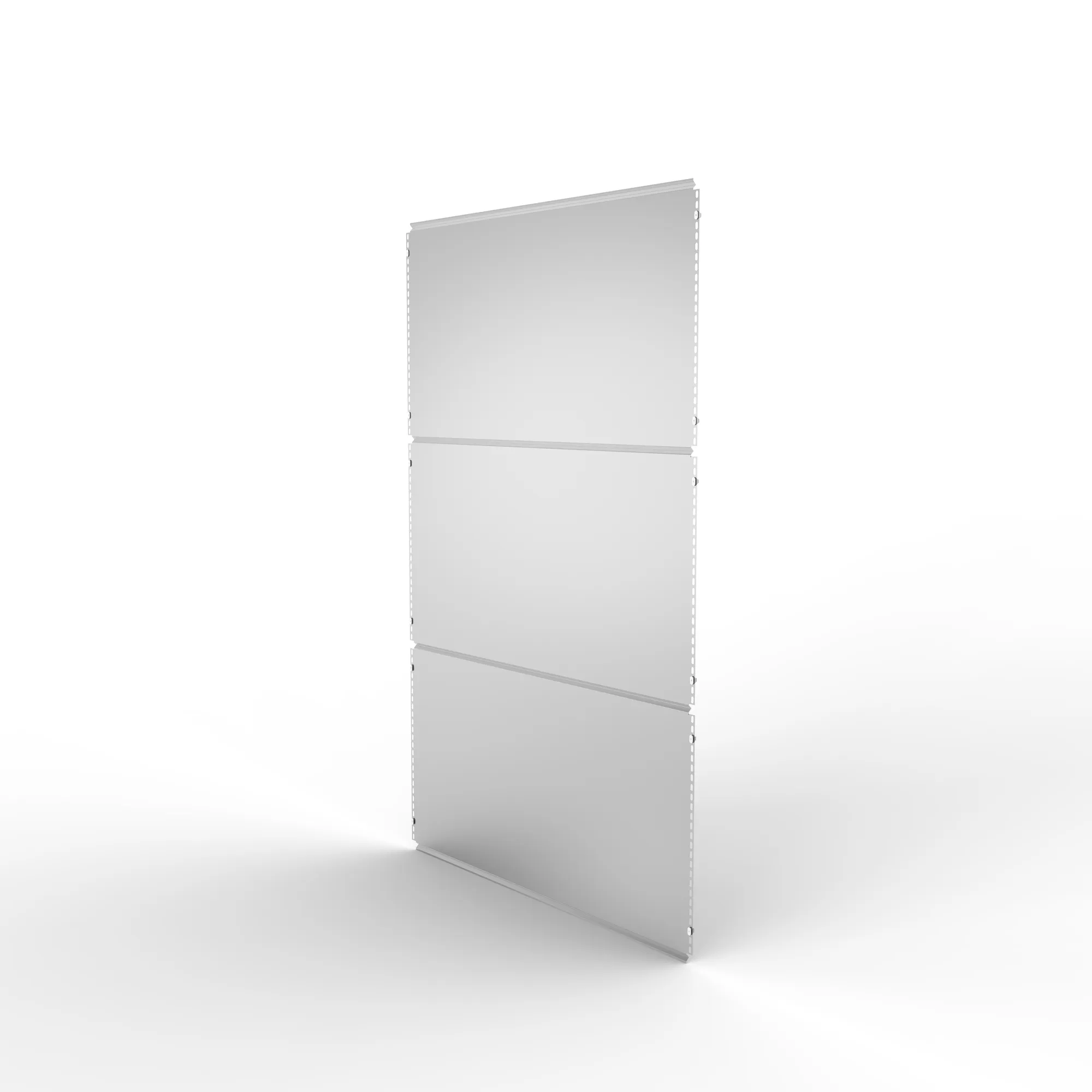 META CLIP, Vollblech-Rückwand, 2000 x 1300 mm, verzinkt – Ansicht in Blickhöhe