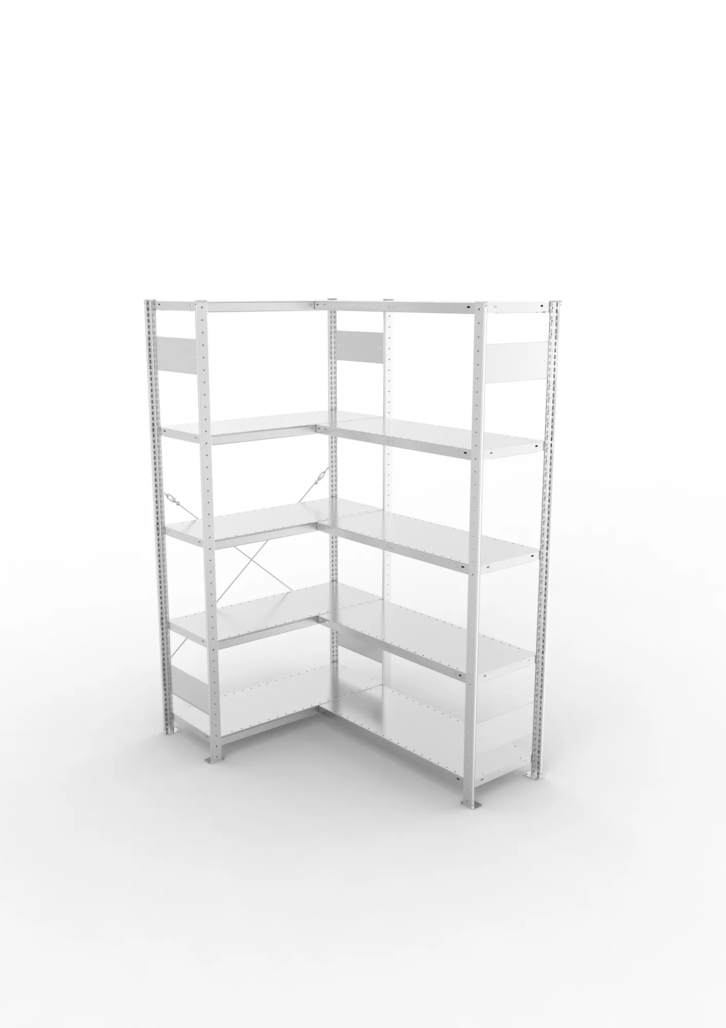 META CLIP, Eckregal, 2000 x 1000 x 400 mm, Fachlast 100 kg, 5 Ebenen, verzinkt – Ansicht von oben