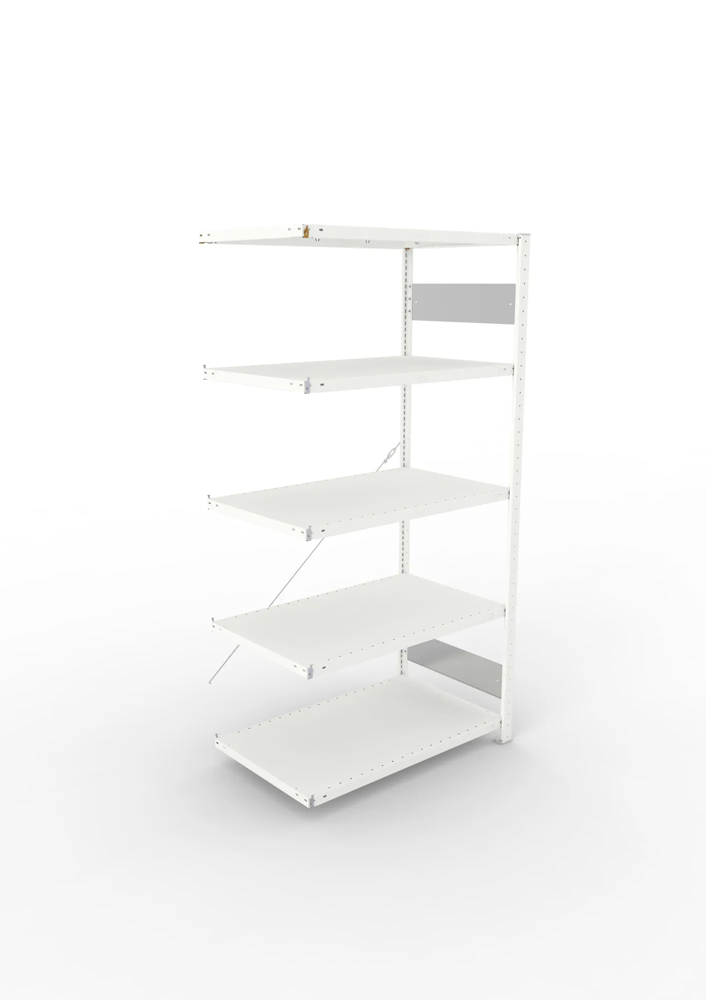 META CLIP S3, Fachbodenregal, Anbauregal, 2000 x 1000 x 600 mm, Fachlast 150 kg, 5 Ebenen, RAL 7035 – Ansicht von oben