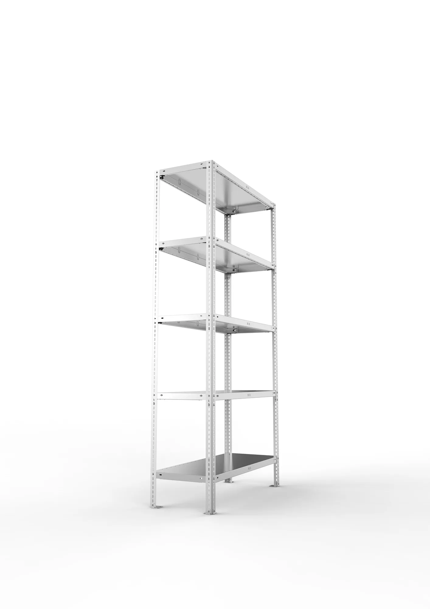 META FIX, Fachbodenregal, Grundregal, 2000 x 1000 x 400 mm, Fachlast 150 kg, 5 Ebenen, verzinkt – Seitenansicht
