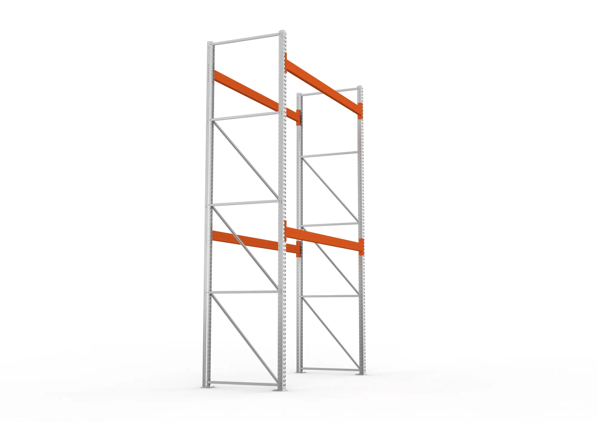 META MULTIPAL, Palettenregal, Grundregal, 4400 x 2700 x 1100 mm, Fachlast 960 kg, 3 Ebenen, 9 Paletten, verzinkt – Seitenansicht