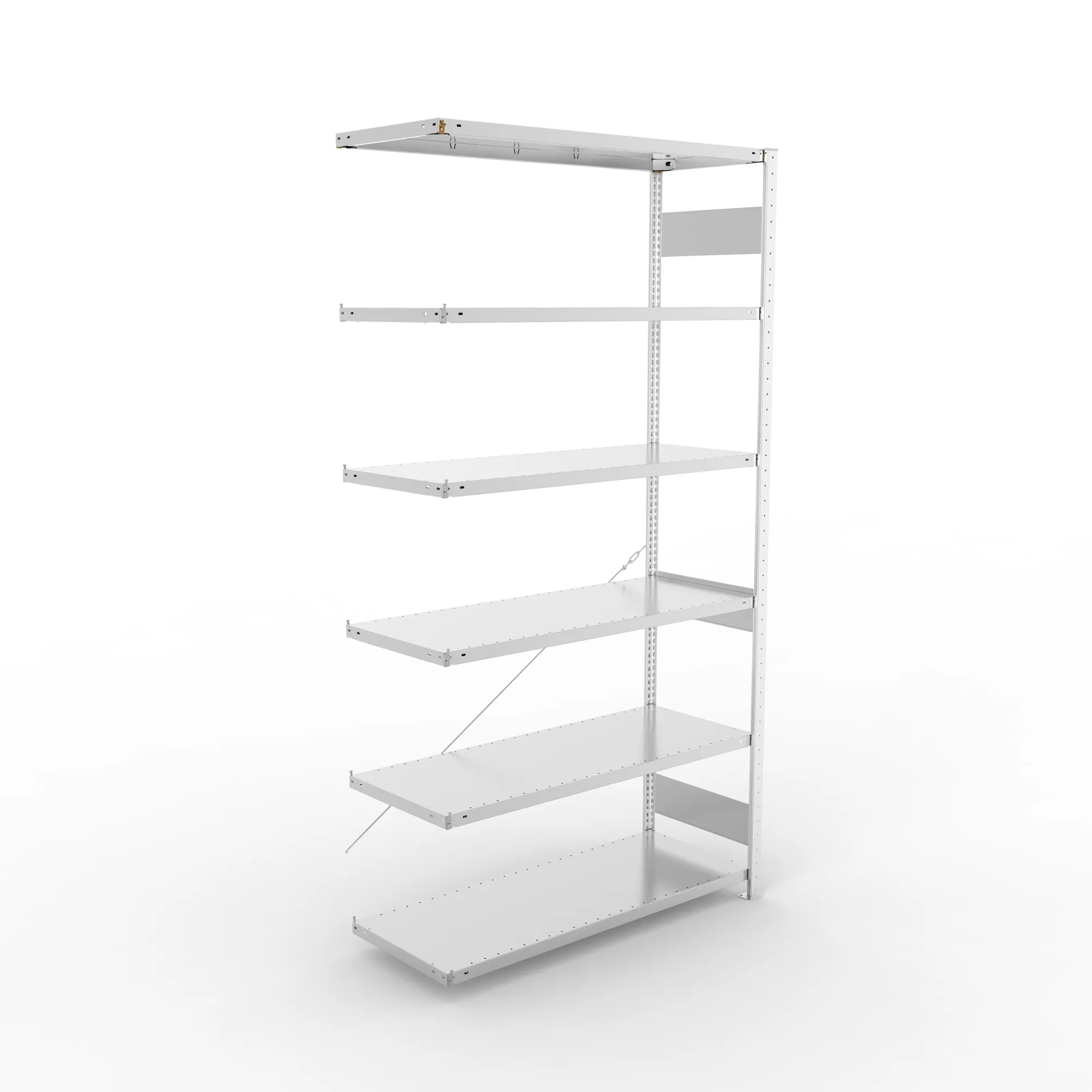 META CLIP S3, Fachbodenregal, Anbauregal, 2500 x 1300 x 500 mm, Fachlast 230 kg, 6 Ebenen, verzinkt – Ansicht von oben