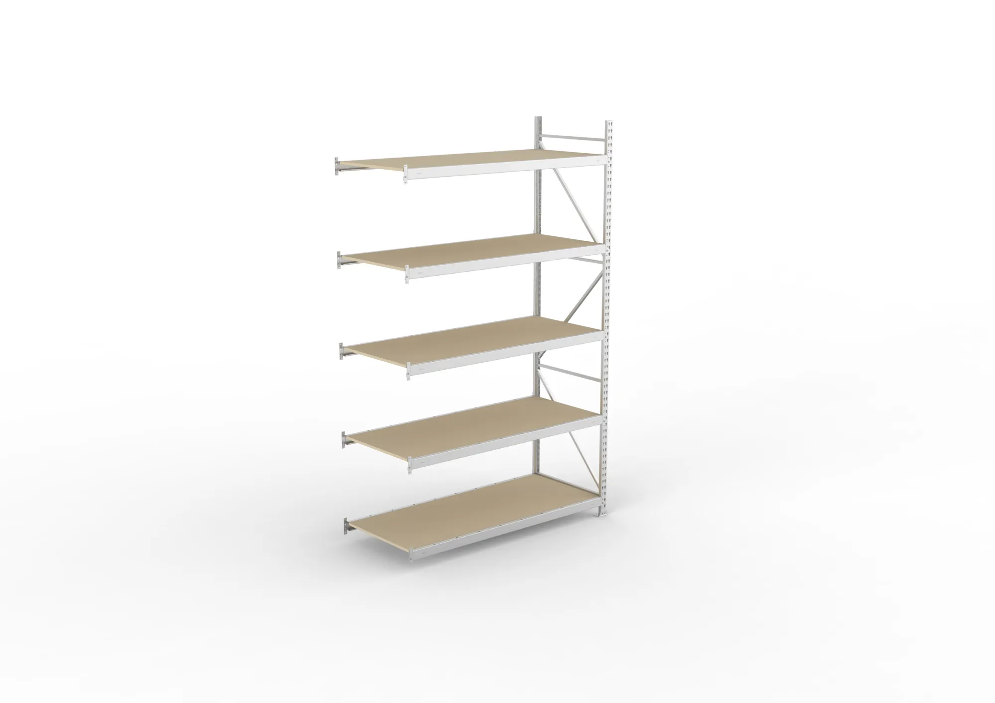 META MINI-RACK, Weitspannregal, Anbauregal, 3000 x 1800 x 800 mm, Fachlast 600 kg, Spanplattenböden, 5 Ebenen – Ansicht von oben
