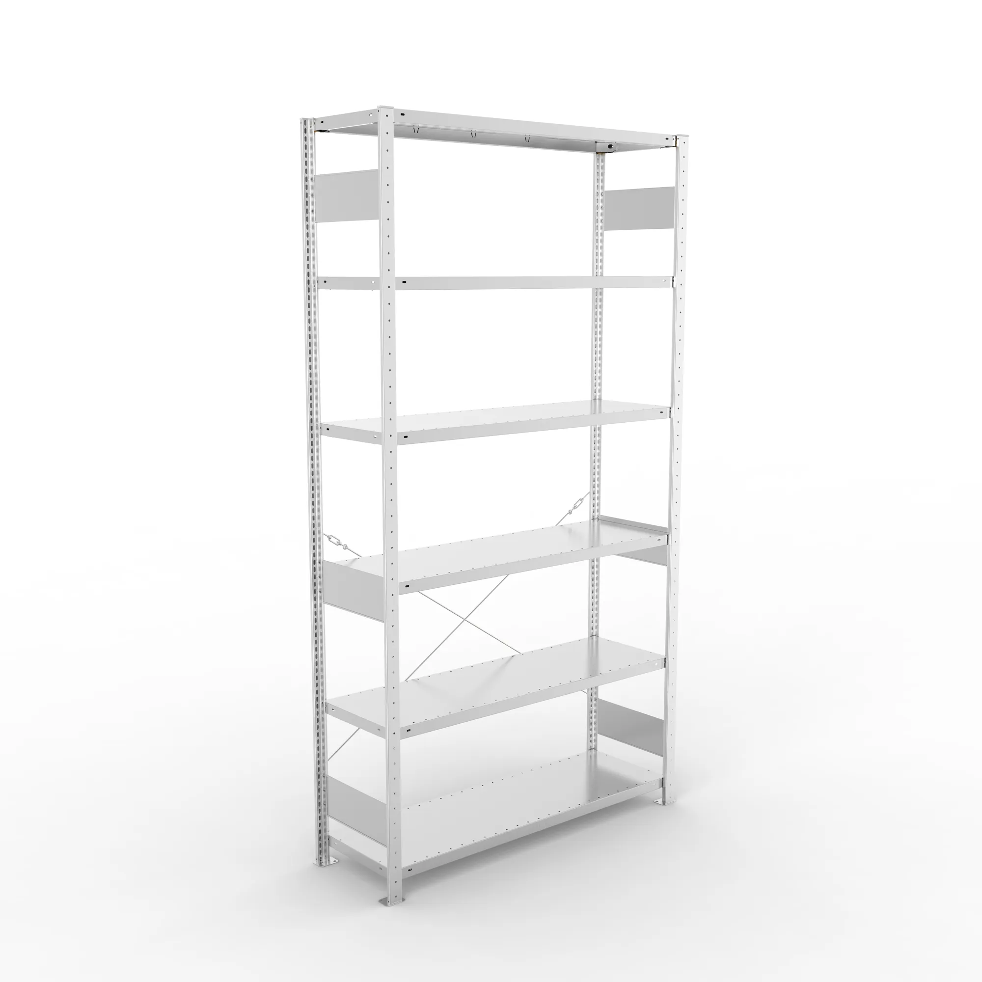 META CLIP S3, Fachbodenregal, Grundregal, 2500 x 1300 x 400 mm, Fachlast 230 kg, 6 Ebenen, verzinkt – Ansicht von oben