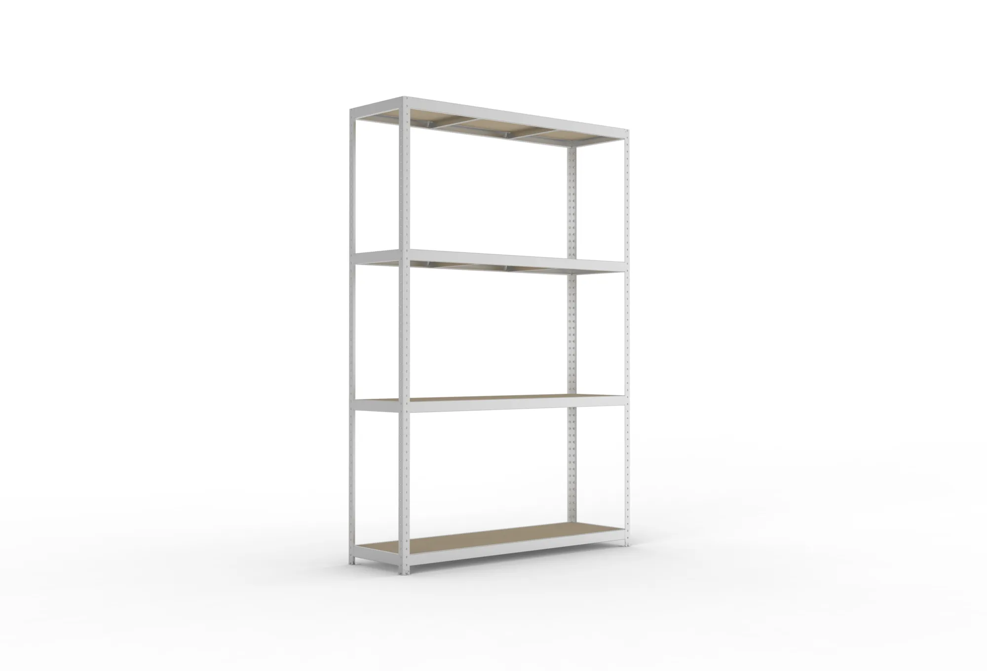 META SPEED-RACK, Weitspannregal, 2970 x 2000 x 600 mm, Fachlast 500 kg, Spanplattenböden, 4 Ebenen – Ansicht in Blickhöhe
