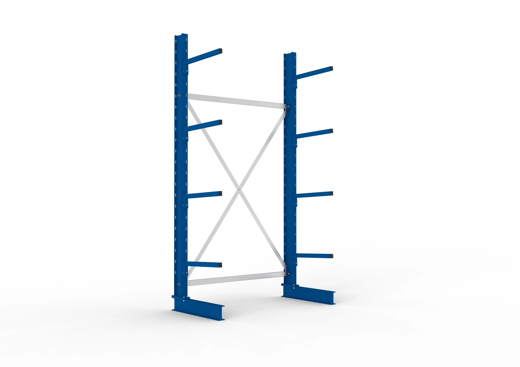 META MULTISTRONG L, Kragarmregal, Grundregal, 2500 x 1300 x 500 mm, Armlast 175 kg, einseitig, 4+1 Ebenen – Ansicht in Blickhöhe